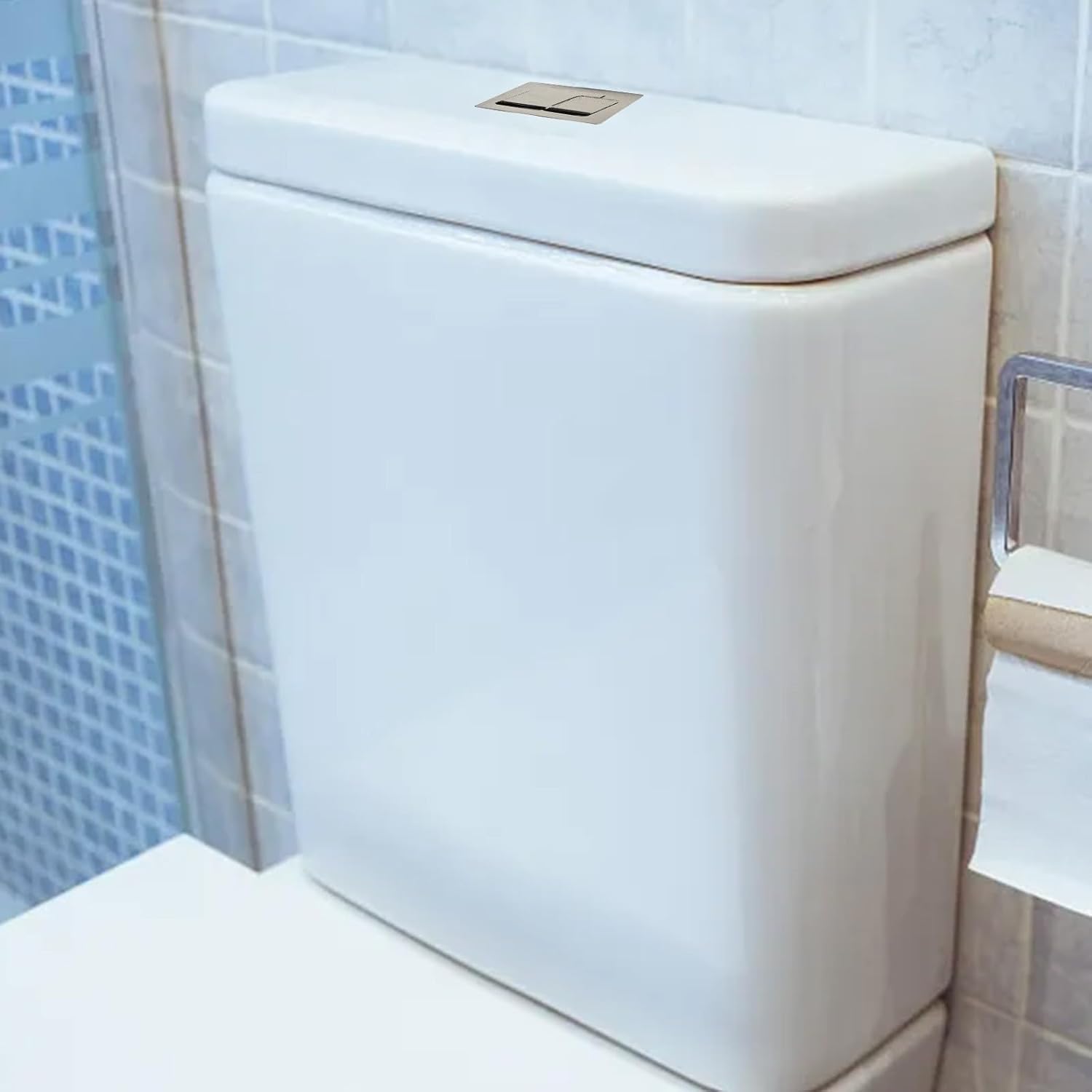 Dual Flush Toilet Push Button for Rectangle Tank, Water Saving Discharge Switch Valve, ABS+PP Replacement Part for Bathroom Renovation and Efficient Waste Management