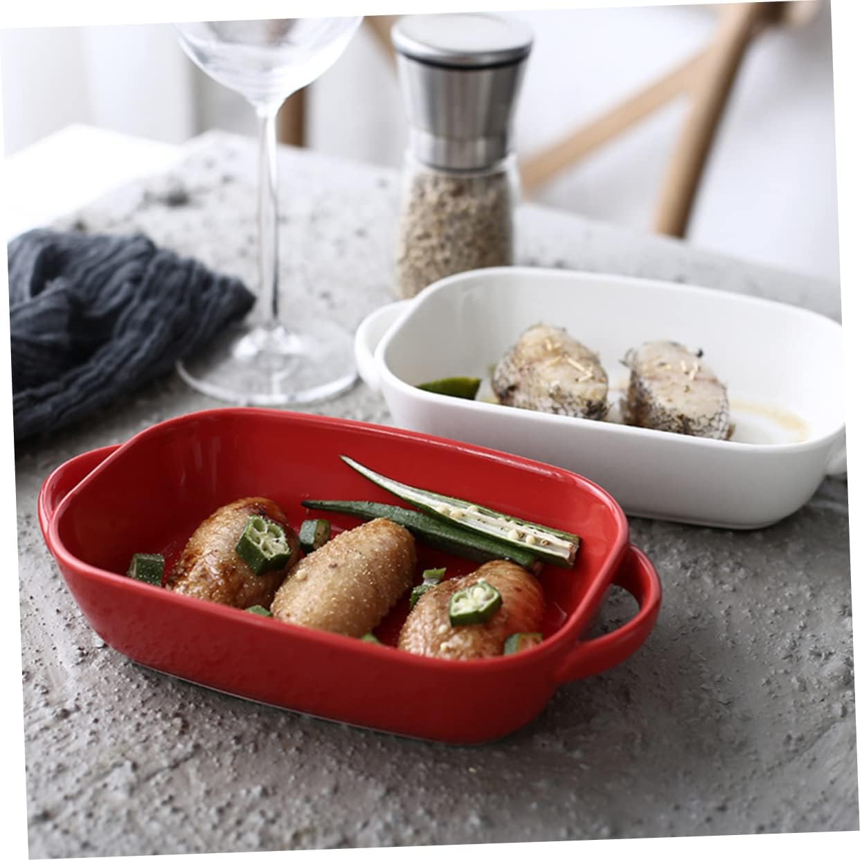 2pcs Oval Ceramic Baking Dish Food-grade Soup Plates Cheesecake Dishes for Home Use High-temperature Resistant Functionality for Serving and Baking