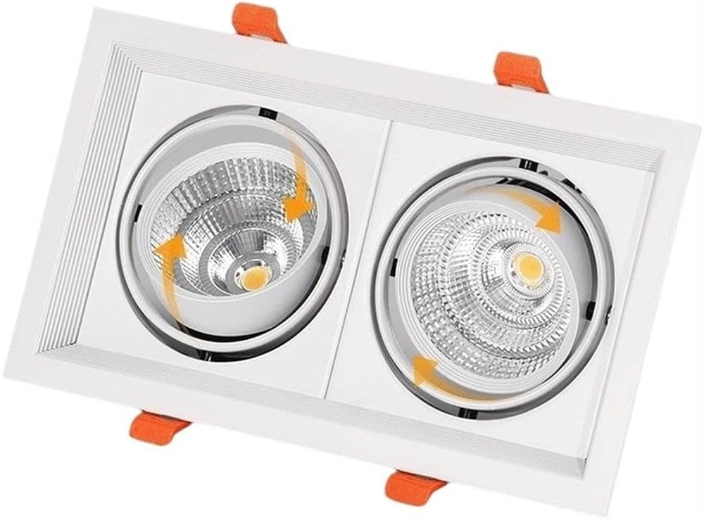 Hertl Foco de techo COB de aluminio blanco, panel de rejilla comercial moderno, luces de techo, luz LED empotrada cuadrada, reflector de moda, escaparate de ropa integrado integrado, lámpara de decora