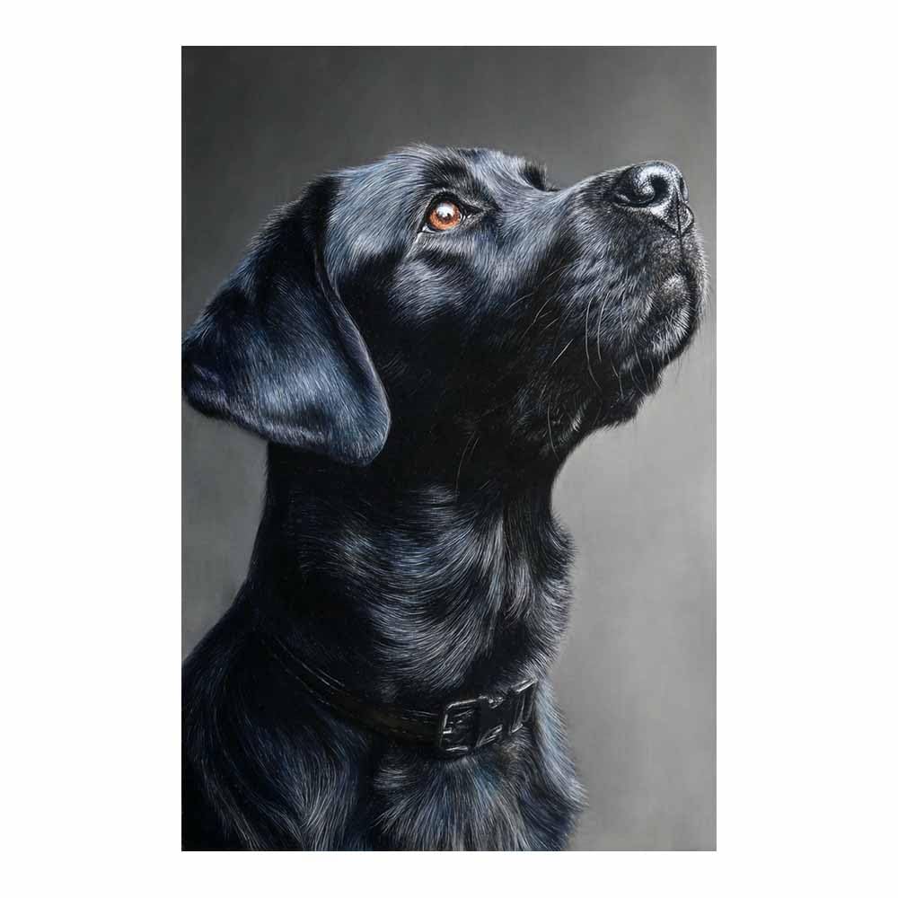 ZAMAEIU Canvas Print Wall Art Labrador Looking Abstract Dog Animal Paintings, Suitable for living room, bedroom, for Kids Room Decoretc.(black)-80x120cm Unframed