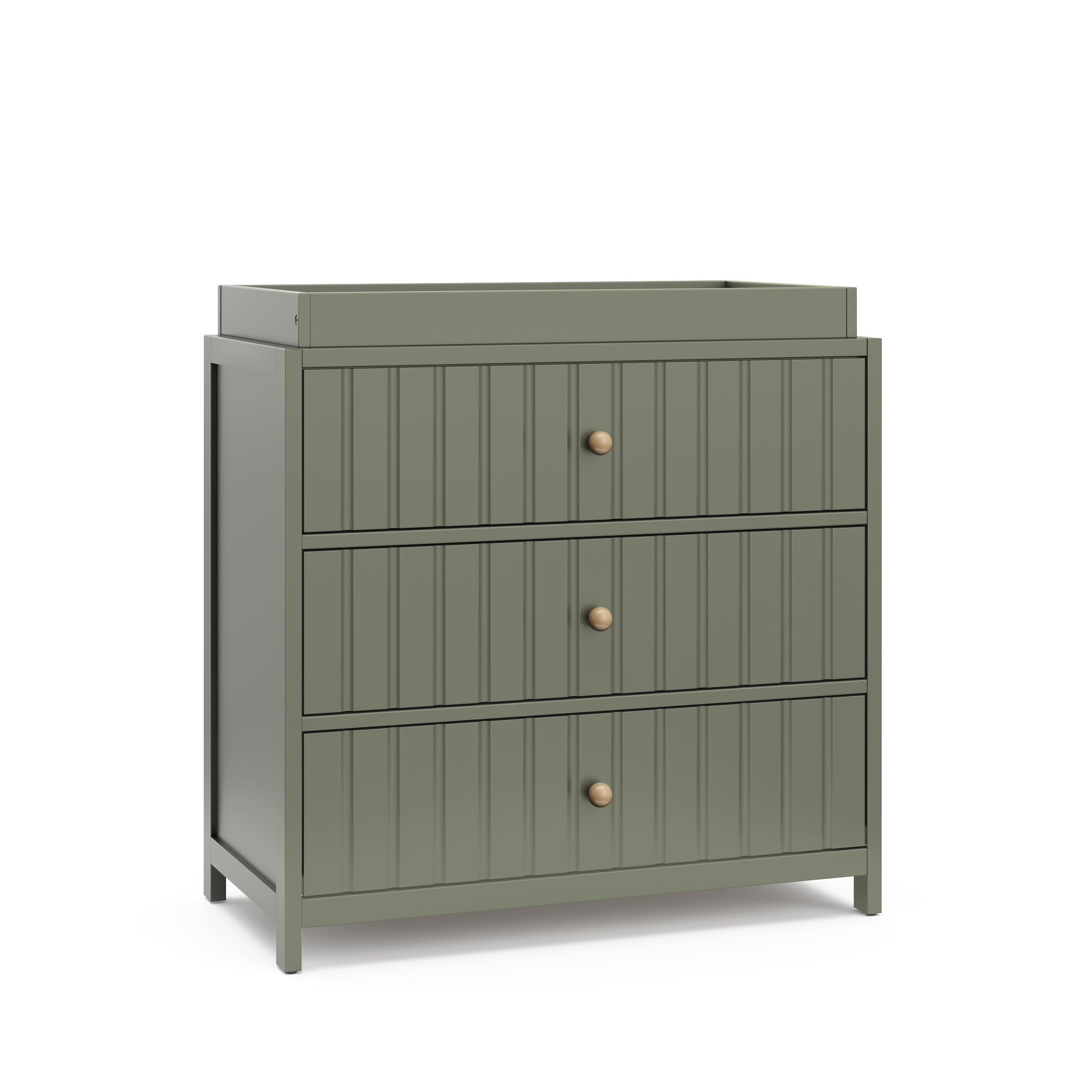 Graco Teddi 3 Drawer Chest with Changing Table Topper (Olive) – GREENGUARD Gold Certified, Interlocking Drawer System, Pre-Installed Drawer Tracks for