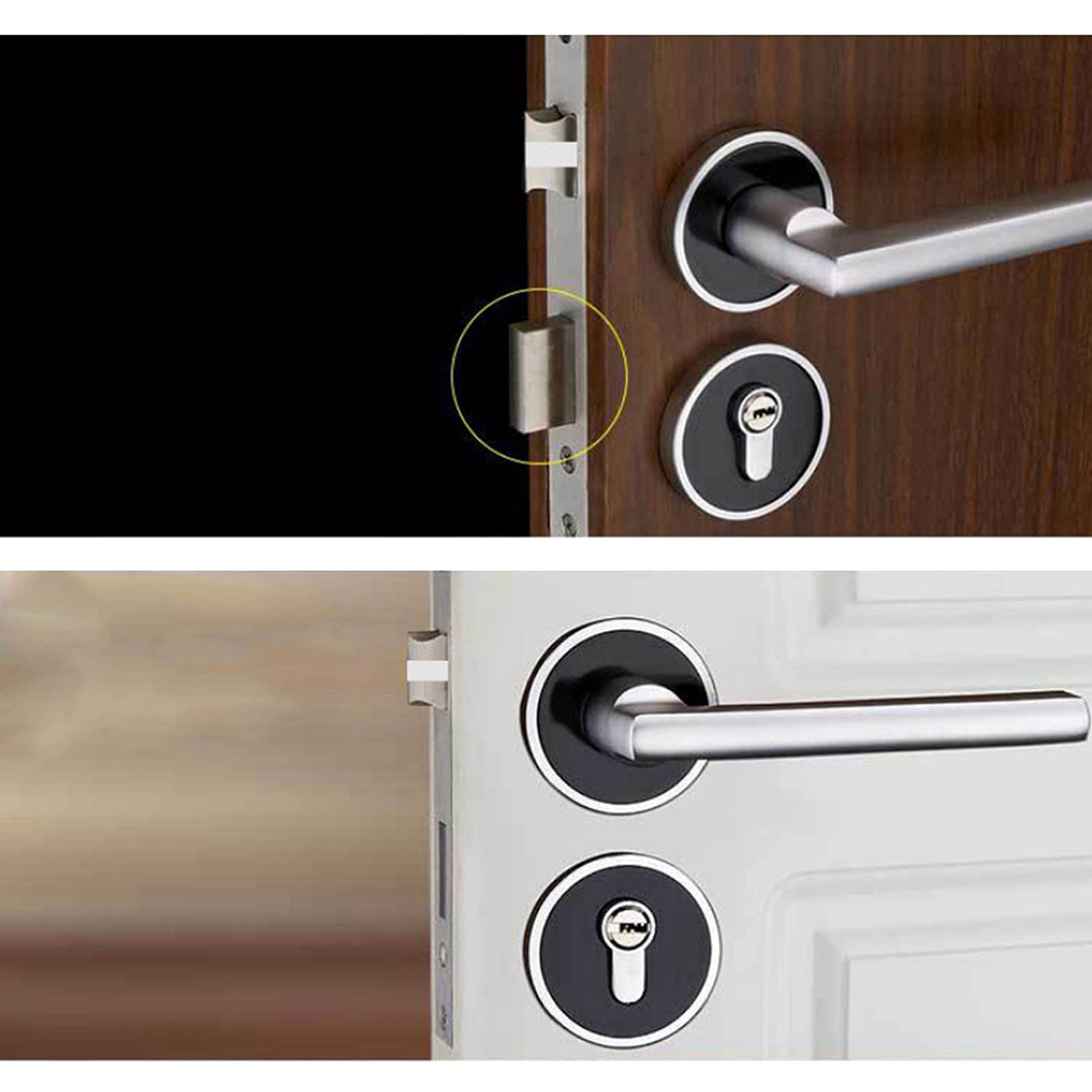 Serratura per porta in stile europeo Cilindro a leva durevole con chiavi per porte della camera letto Spazio Alluminio Nero Bianco 2,2 x 5,1 pollici