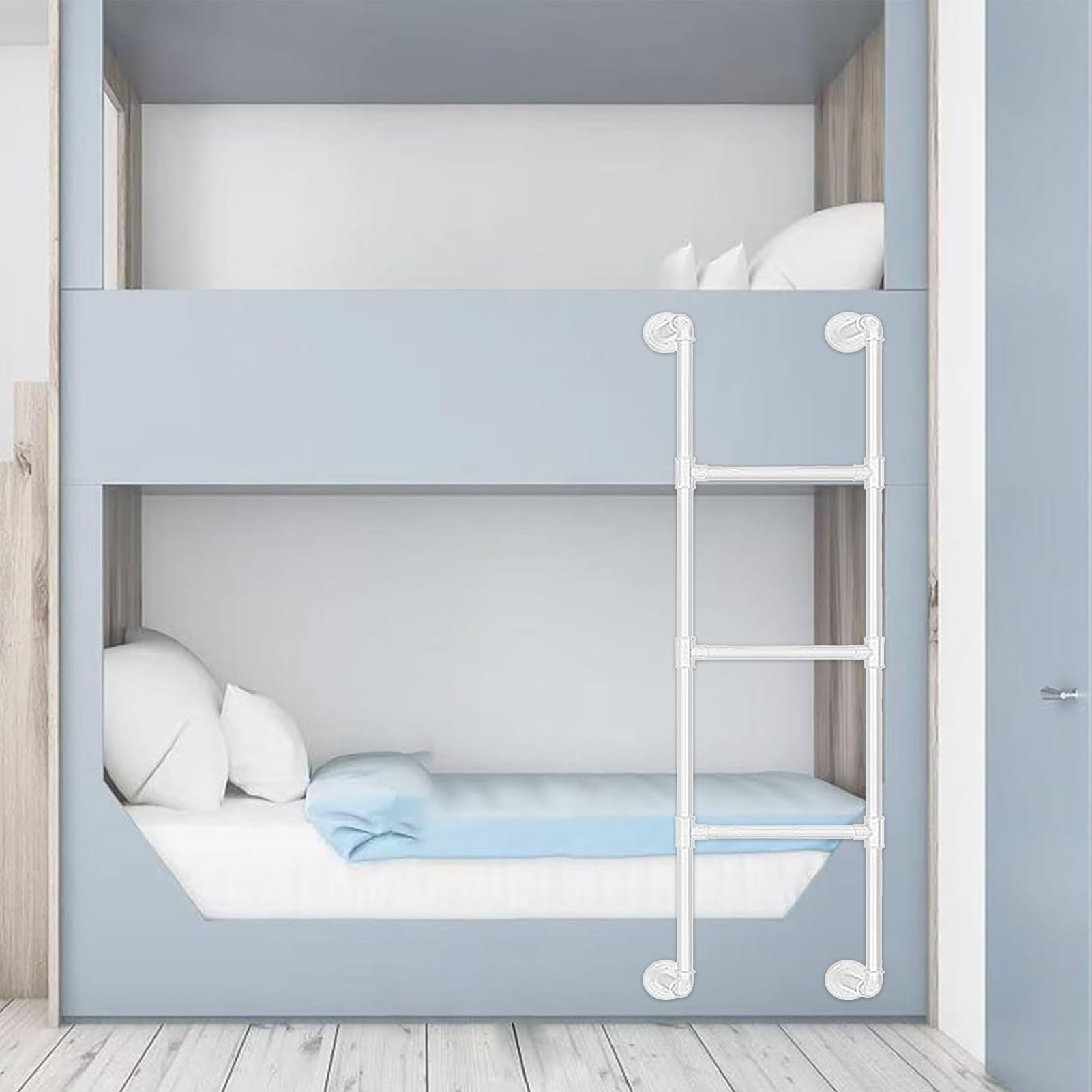 Wall Mounted Ladder, White Wall Mounted Bunk, Attic Loft Iron Pipe Ladder 100-300cm(165cm/65in)