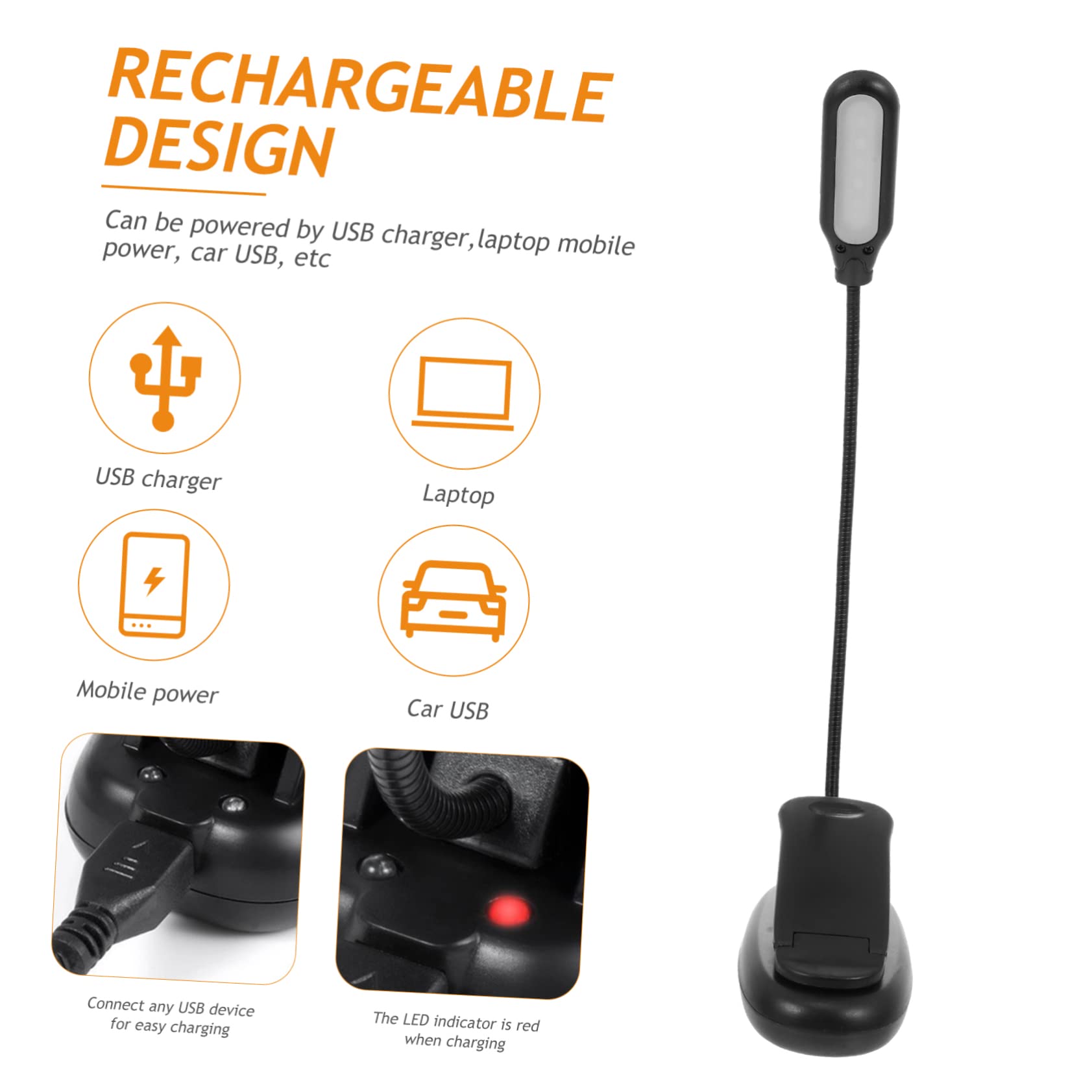 QYYZTQY 1 Set Lampada da scrivania a LED Ricaricabile Clip a LED Luce da Lettura Luci notturne per Collo di Cigno Lampada da scrivania Luce Notturna per Guanti Decorazione da Tavolo Corrimano Tappi