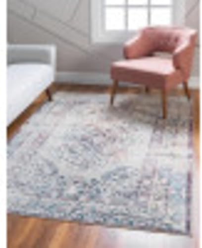 Miniatura 2 de Unique Loom Charm Collection - Alfombra de área bohemia, medallón, borde, pelo alto-bajo, moderna, tradicional, 5 pies 0 pulgadas x 8 pies 0