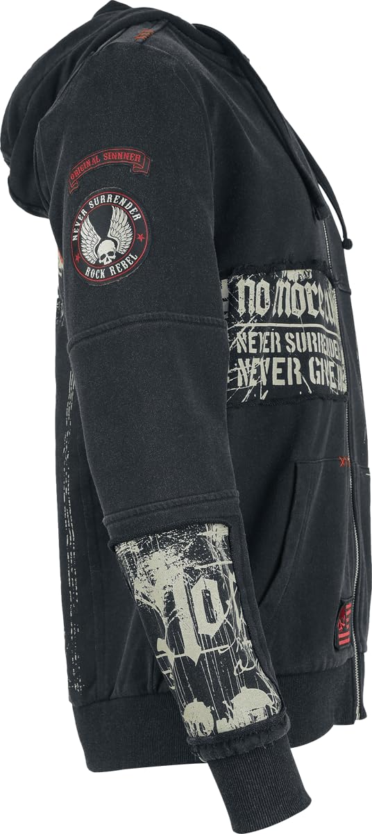Rock Rebel by EMP Hombre Capucha con cremallera Original Sinners Chaqueta con capucha Gris