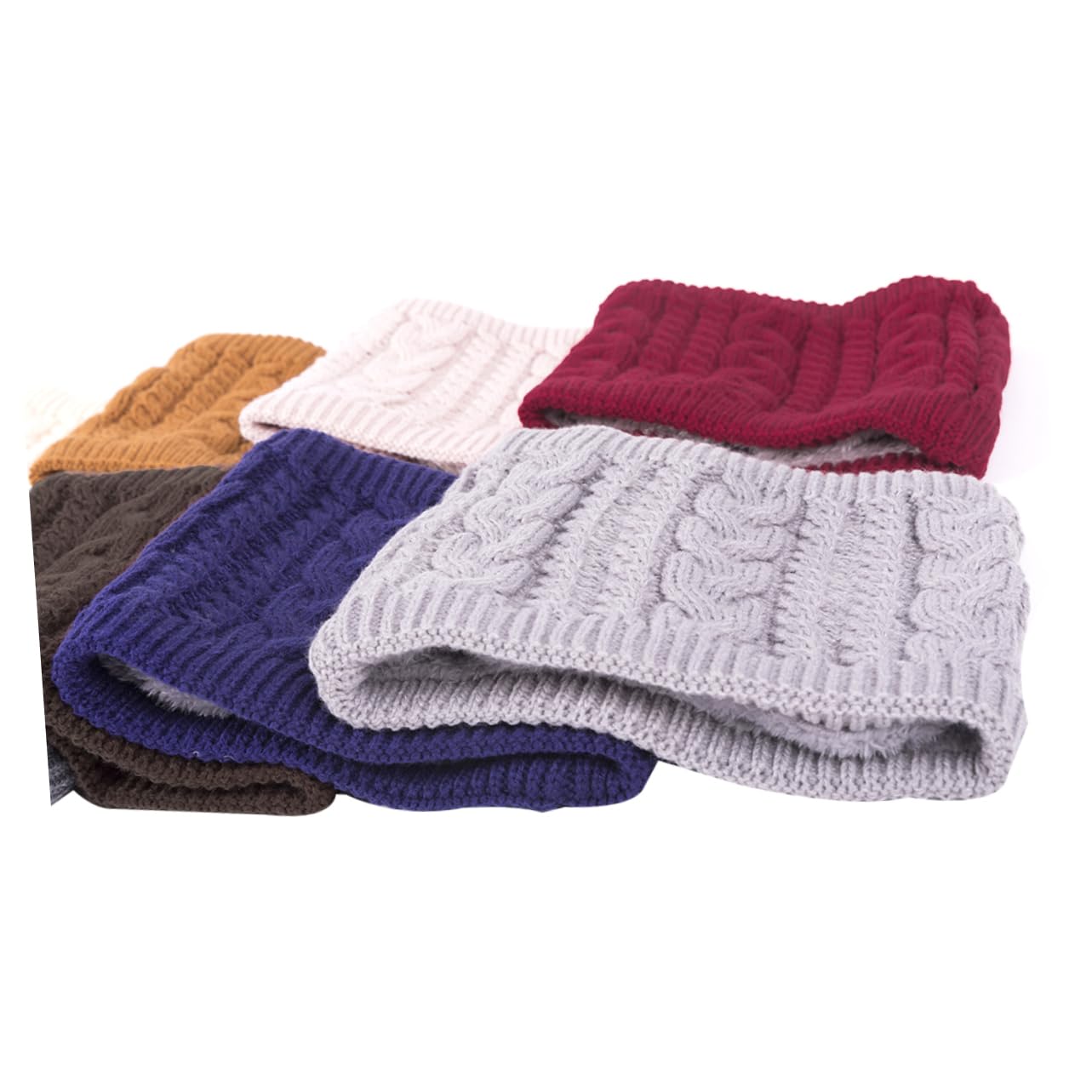 3pièces Écharpe Tricotée Avec Doublure Fleece Pour Femme Chaud Et Stylé Hiver Foncé