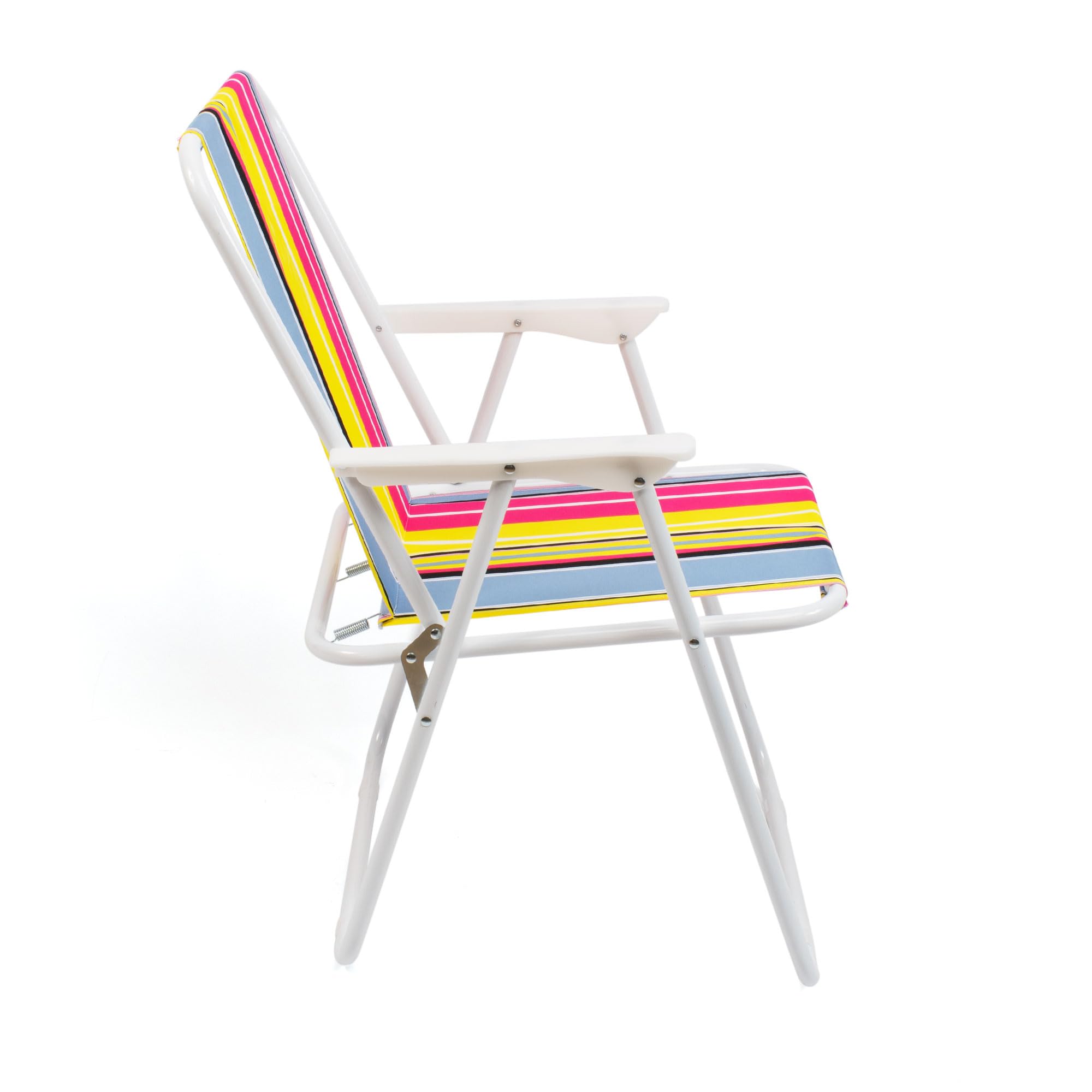 The Secret Home Pack 2 Sillas de Playa Plegables y Ligeras de Metal y Poliéster | Silla de Exterior para Camping, Jardín y Terraza | Estructura Resistente con Rayas Multicolor | Asiento Portátil