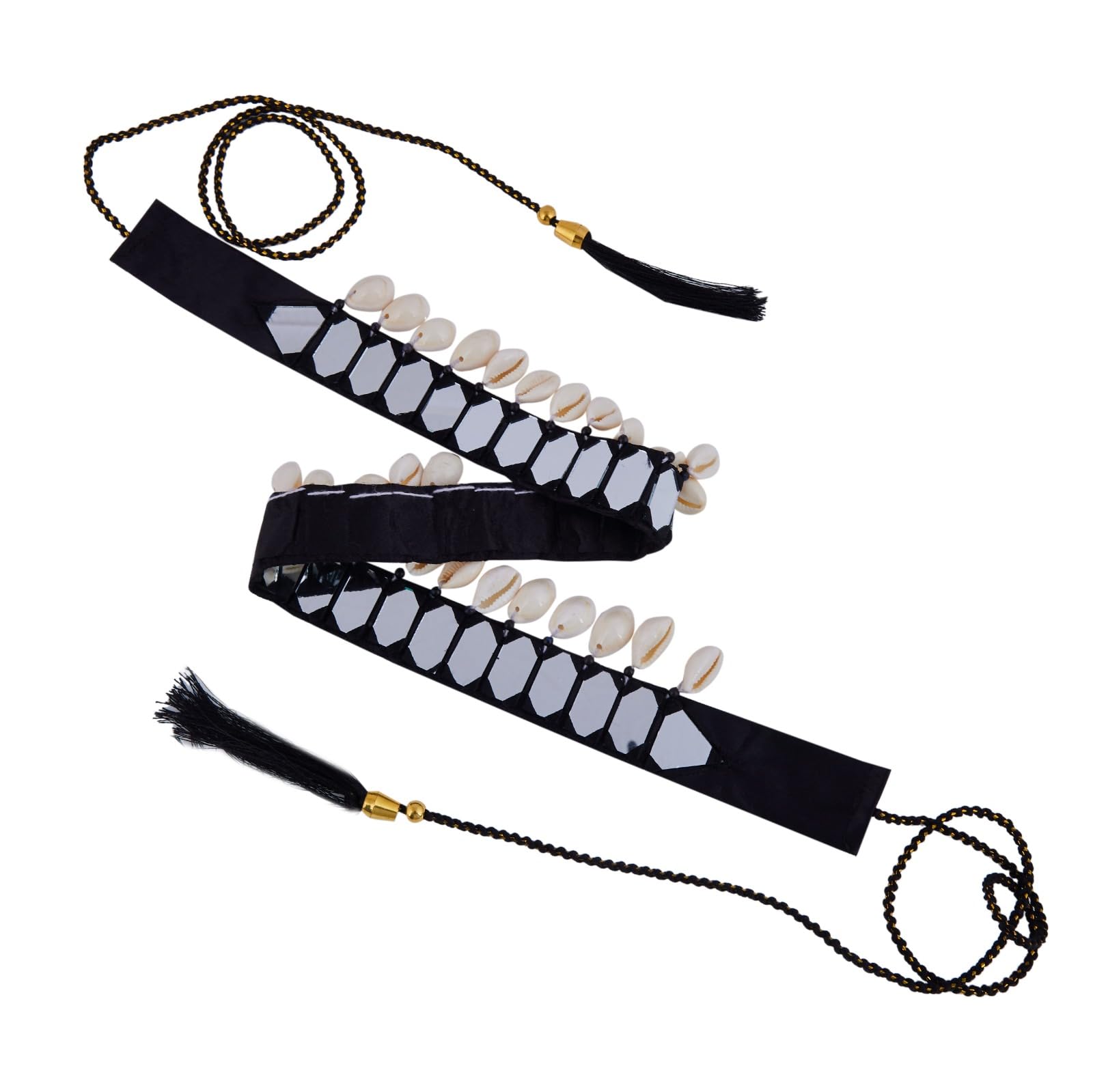 Kirtana Plus Small Mirror Embellished Kamarpatta/Kamar Chain/Kamarband For Women | Girls Fancy Waist Belt/Belly Chain/Waistband For Saree & Traditional Dresses-Black (B0DCW4XPDJ) Amazon Price History, Amazon Price Tracker