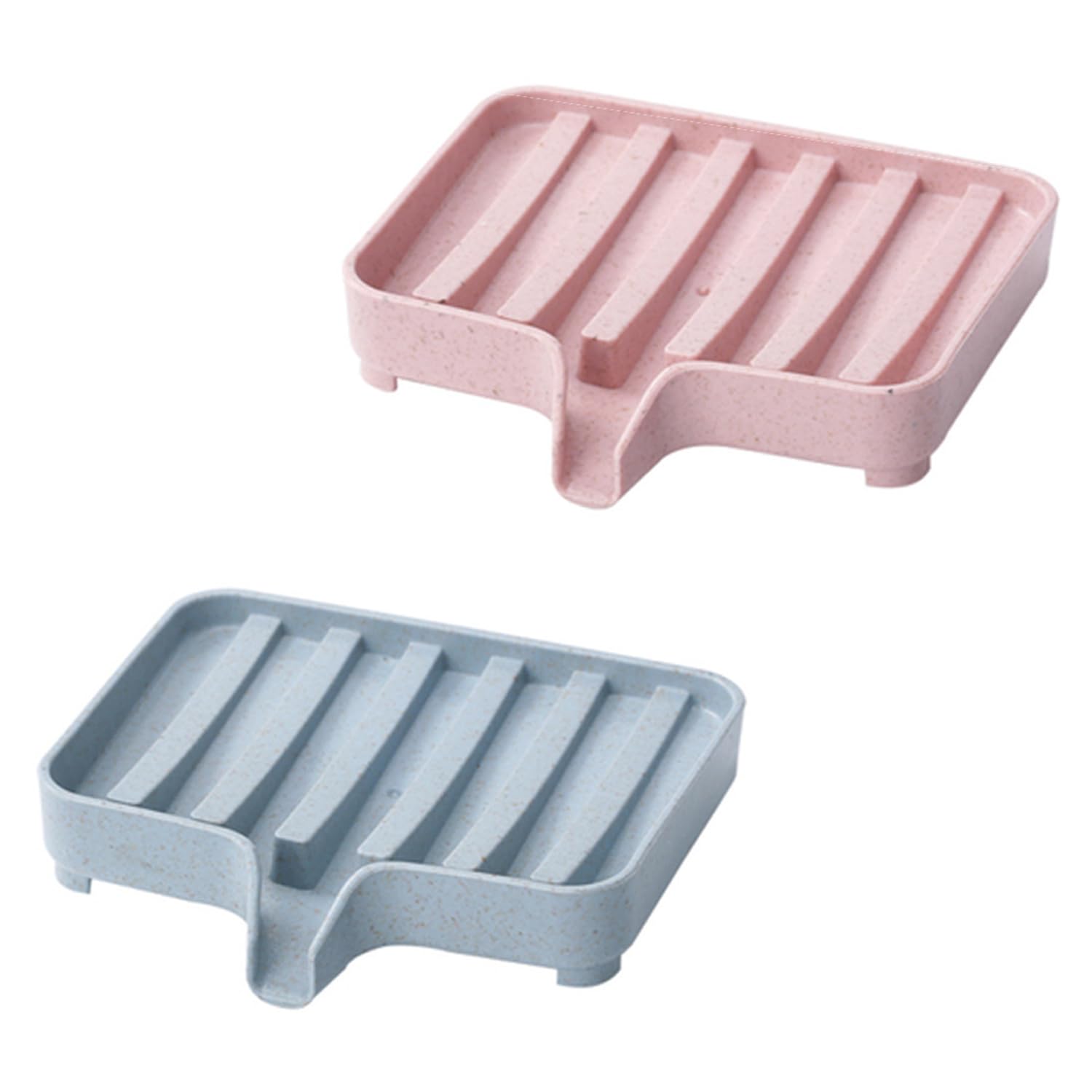 Pilika Blue/Pink Soap Dish Soap Holder With Drainage Automatic Self Draining For Bathroom Washbasin, Pp Material, And 2Pack
