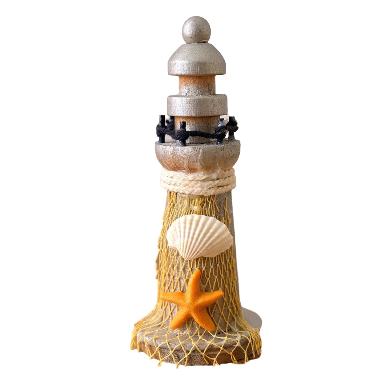 tabecou Rustic Lighthouse Figurine, Nautical Lighthouse Ocean Beach Sculpture, Handcrafted Coastal Centerpiece for Mantel Bookshelf