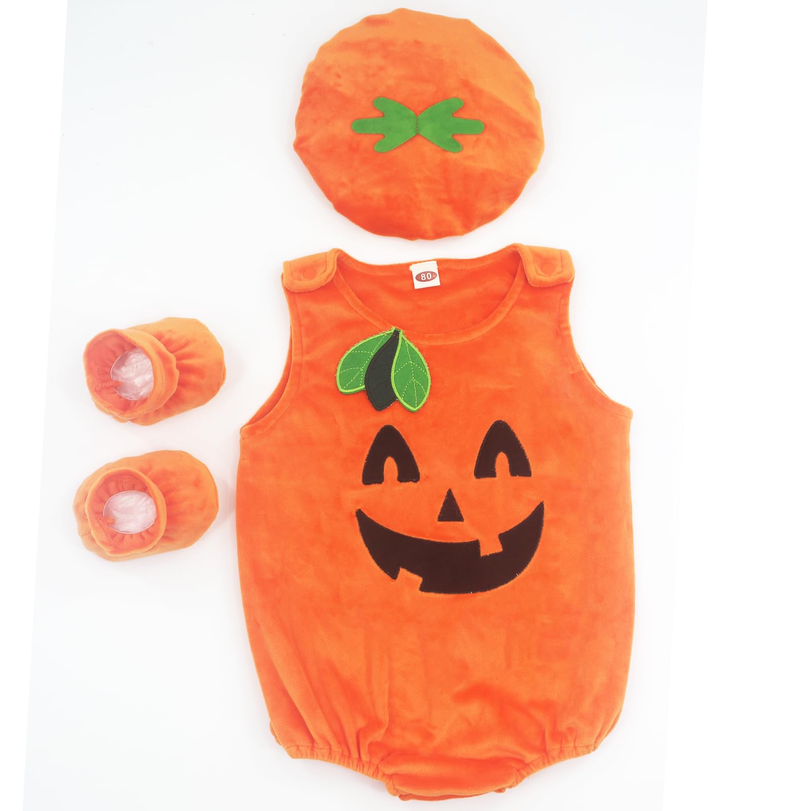 ZHSKEUUN Newborn Baby Boys Girls Halloween Avocado/Pumpkin/Dinosaur Costumes Halloween Cosplay (Baby Pumpkin Outfit, 0-3 Months)