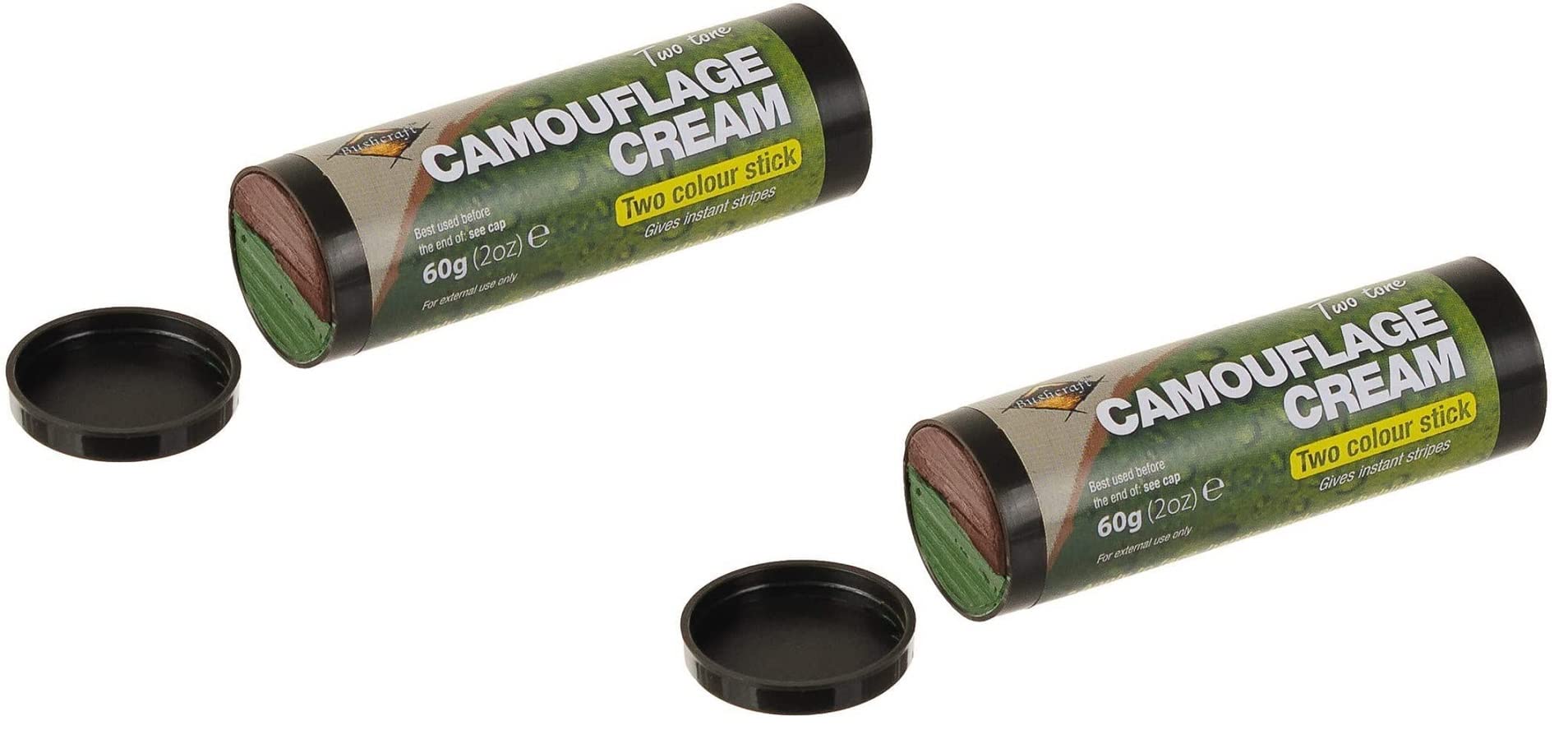 blntackle76 Set of 2 Two-Tone Camouflage Make-Up Pens 2 Colours Brown & Green Camouflage Make-Up + Free Luck Sticker