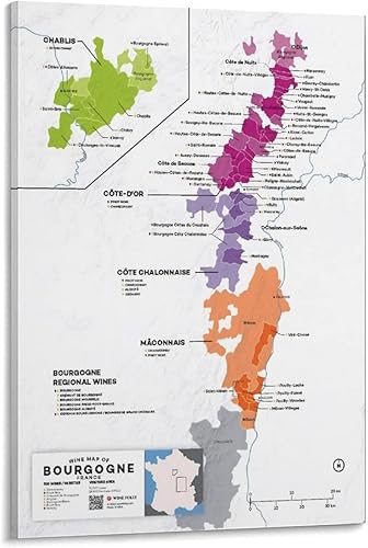 Póster de mapa de regiones vinícolas de Francia, póster de mapa de vino burdeos, pósteres artísticos e imágenes artísticas de pared, impresiones