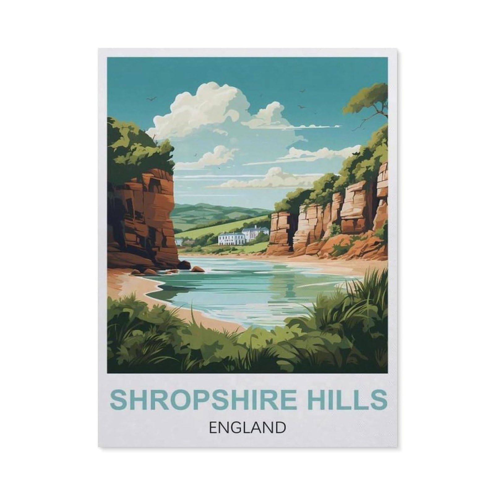 Vintage Metal Tin Sign，Shropshire Hills England(20x30cm）