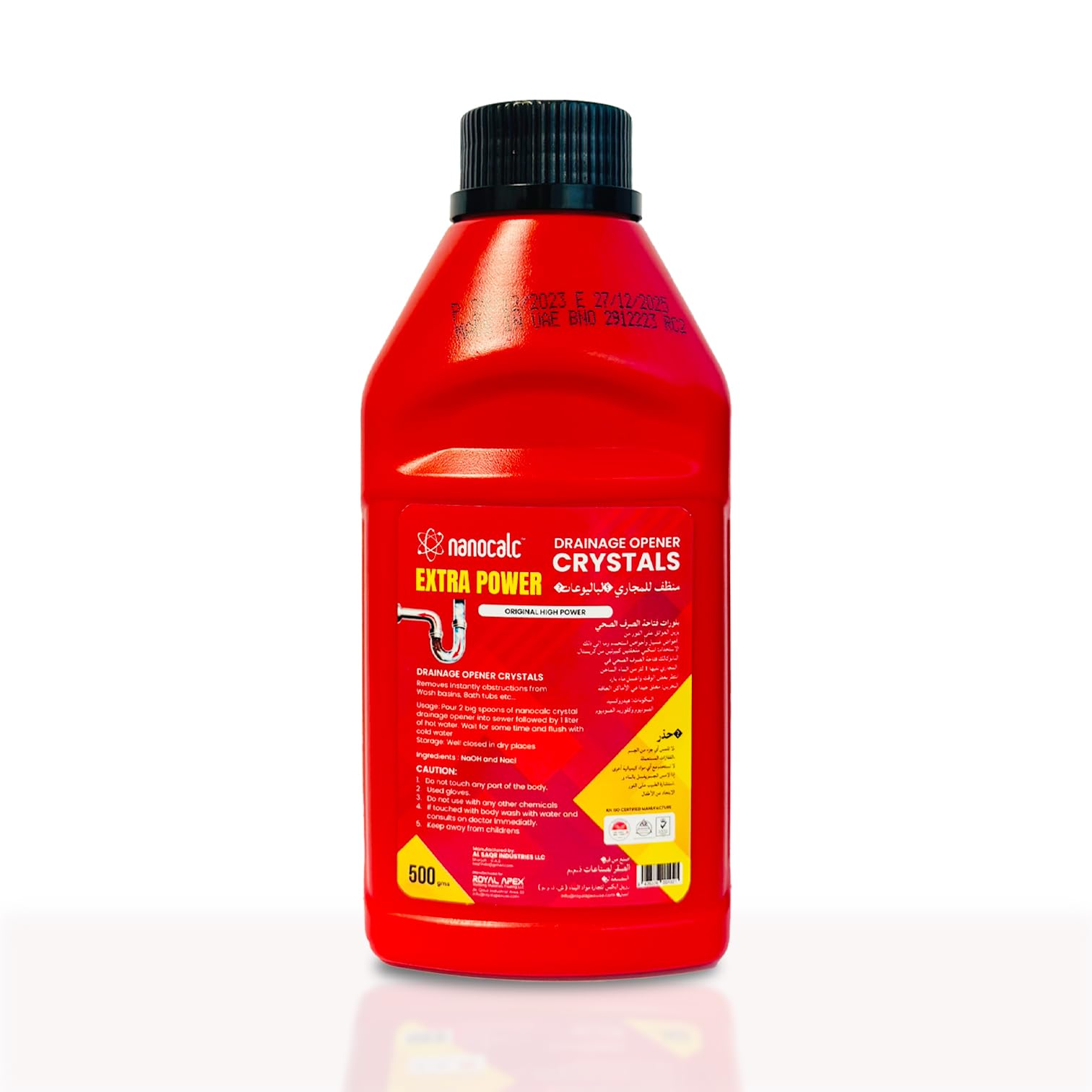 Nanocalc Heavy Drain Opener Crystal Duty Drainage Removing & Cleaning Expert for Drainage Pipes, Septic Tanks, Clogs, & Sink - 500 Grams