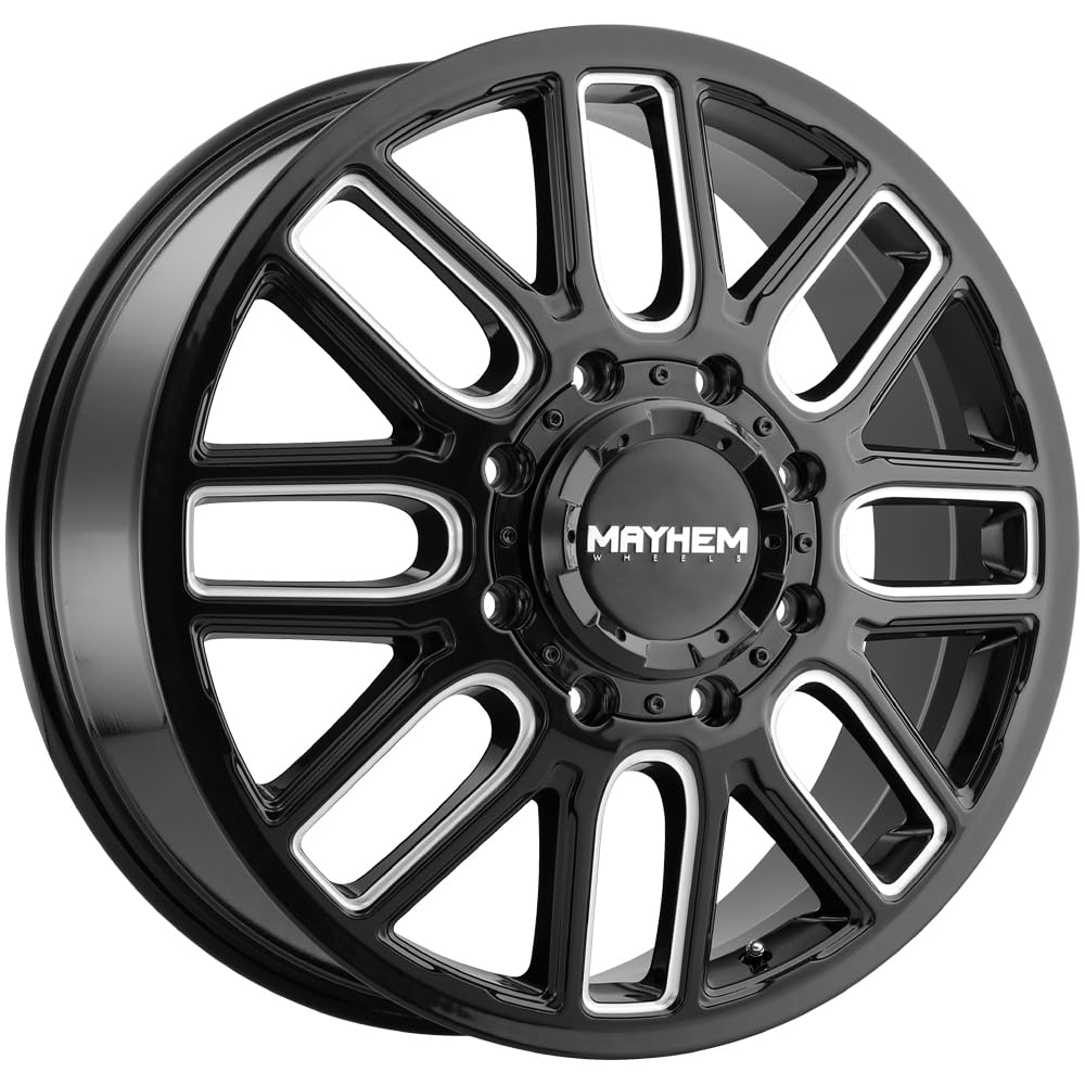 Cogent Dually (8107) Gloss Black W/Milled Spokes 20X8.25 Front 8-200 115mm 142mm Wheel with Painted (20 x 8.25 inches /8 x 200 mm, 115 mm Offset)