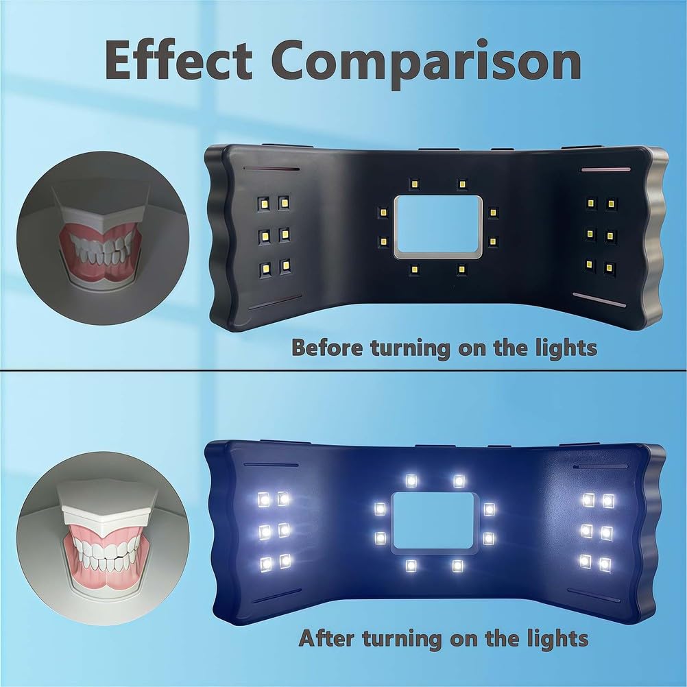 Luz de fotografía dental, luz LED de relleno oral con 20 cuentas de lámpara y diseño de iluminación envolvente 3D, soporte móvil para salón en casa y fotografía macro