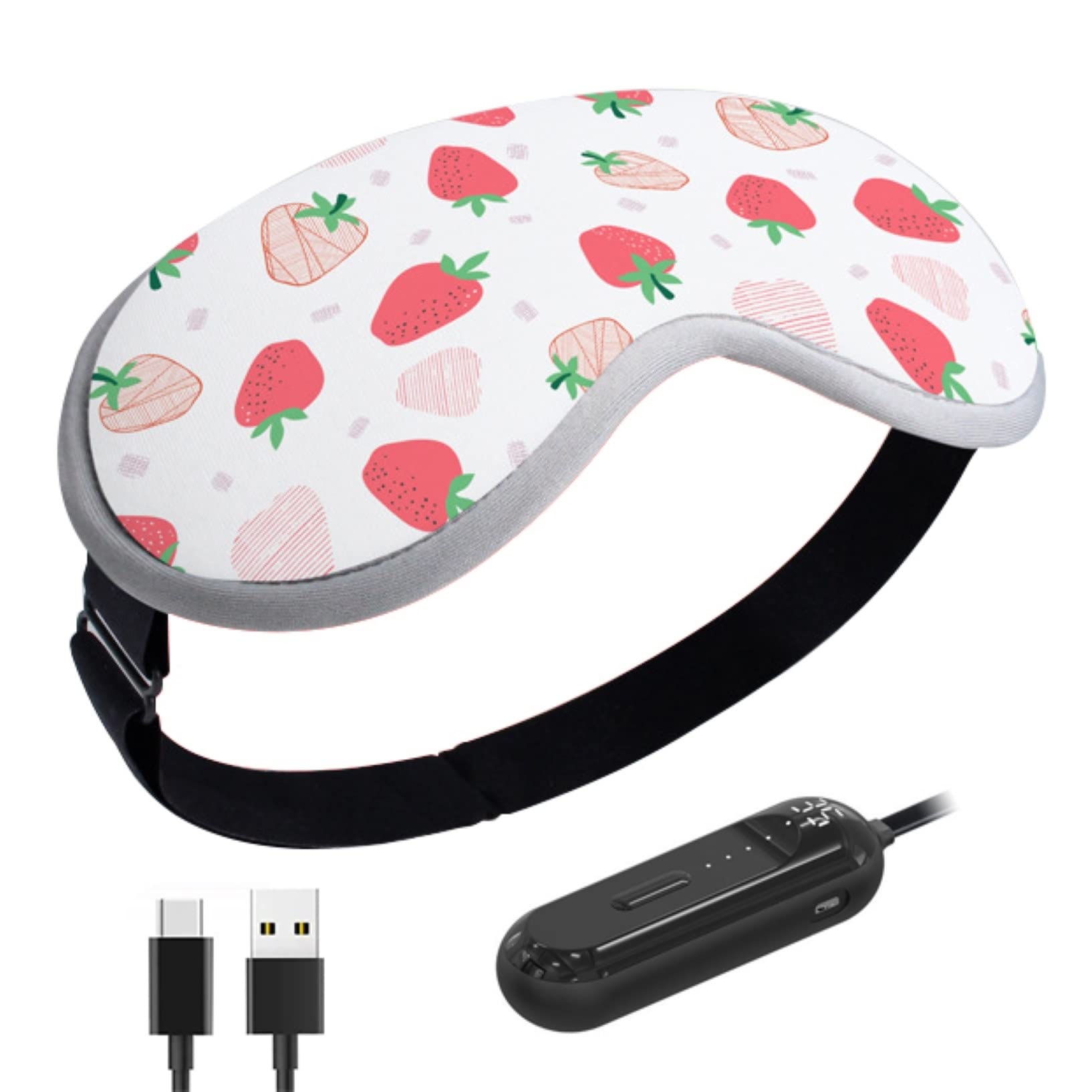 Maska do spania dla kobiet mężczyzn, podgrzewana maska na oczy USB, profilowana opaska na oczy 3D dla suchych oczu z kontrolą temperatury i timera, oddychająca i miękka w podróży/spaniu/jogi (kolor: E, rozmiar: 21 * 9 cm)