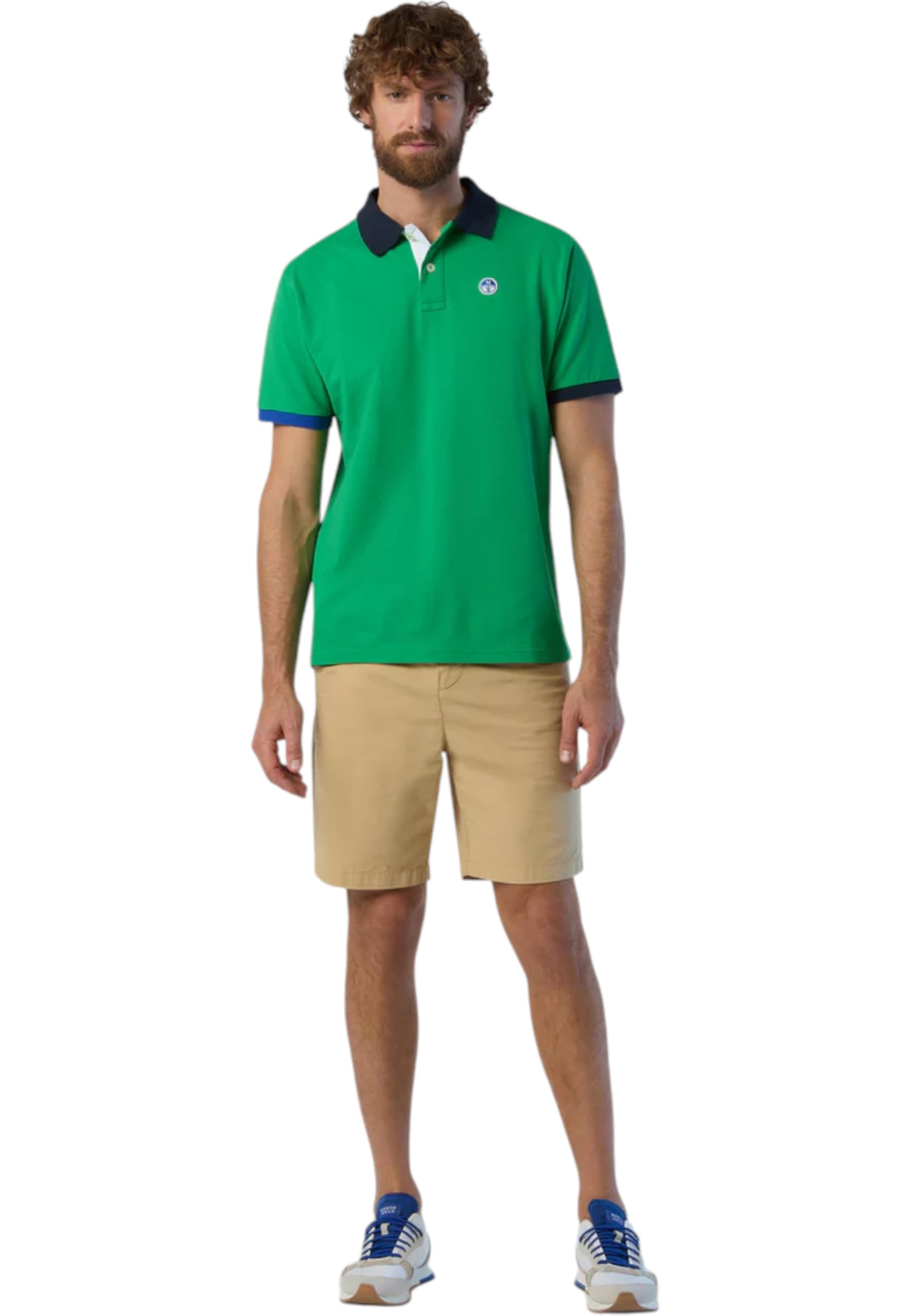 NORTH SAILS Polo Uomo in piqué di Cotone Organico con Bordi a Contrasto