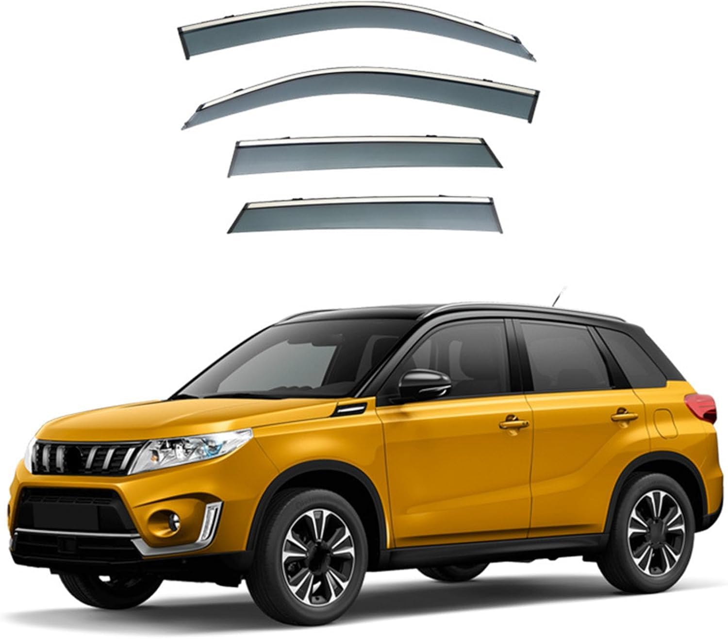 FengXH Window Deflectors for Suzuki Escudo MK4 2015-2021+ - 4pc Smoke Tint, Waterproof, Noise Reducing.