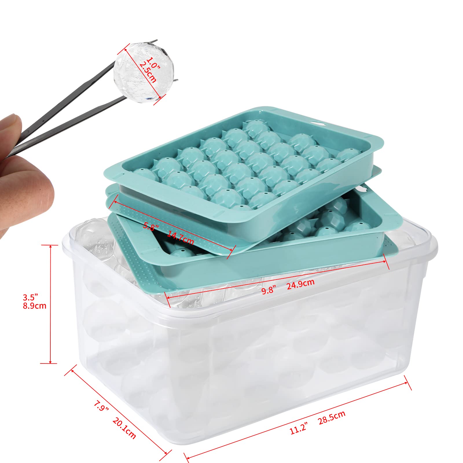 Eiswürfelformen für Gefrierschrank, Eiskugelform, Mini-Kreis, runde Eiswürfelform mit Deckel für Cocktail, Whiskey, Tee, Kaffee (blau)