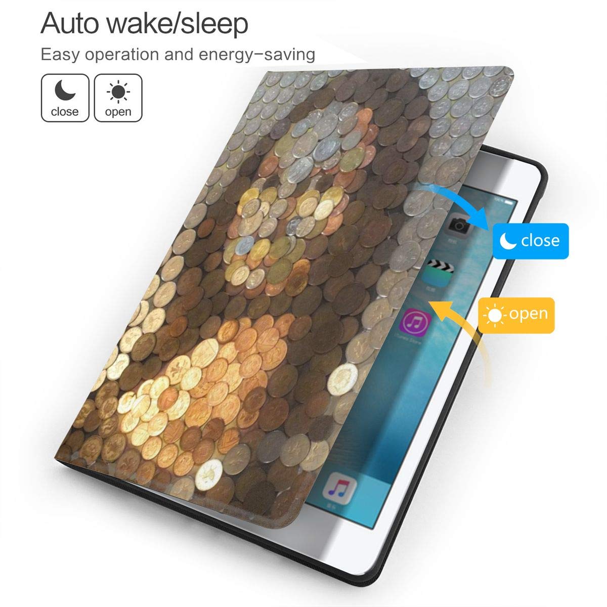 Amazon | Ipad Air 3/Pro ケース 面白いコインの肖像画 Ipad Air3 10.5インチ カバー オートスリープ/ウェイク  軽量 薄型 三つ折りスタンド スマートカバー | ZISUNQ | タブレットケース 通販