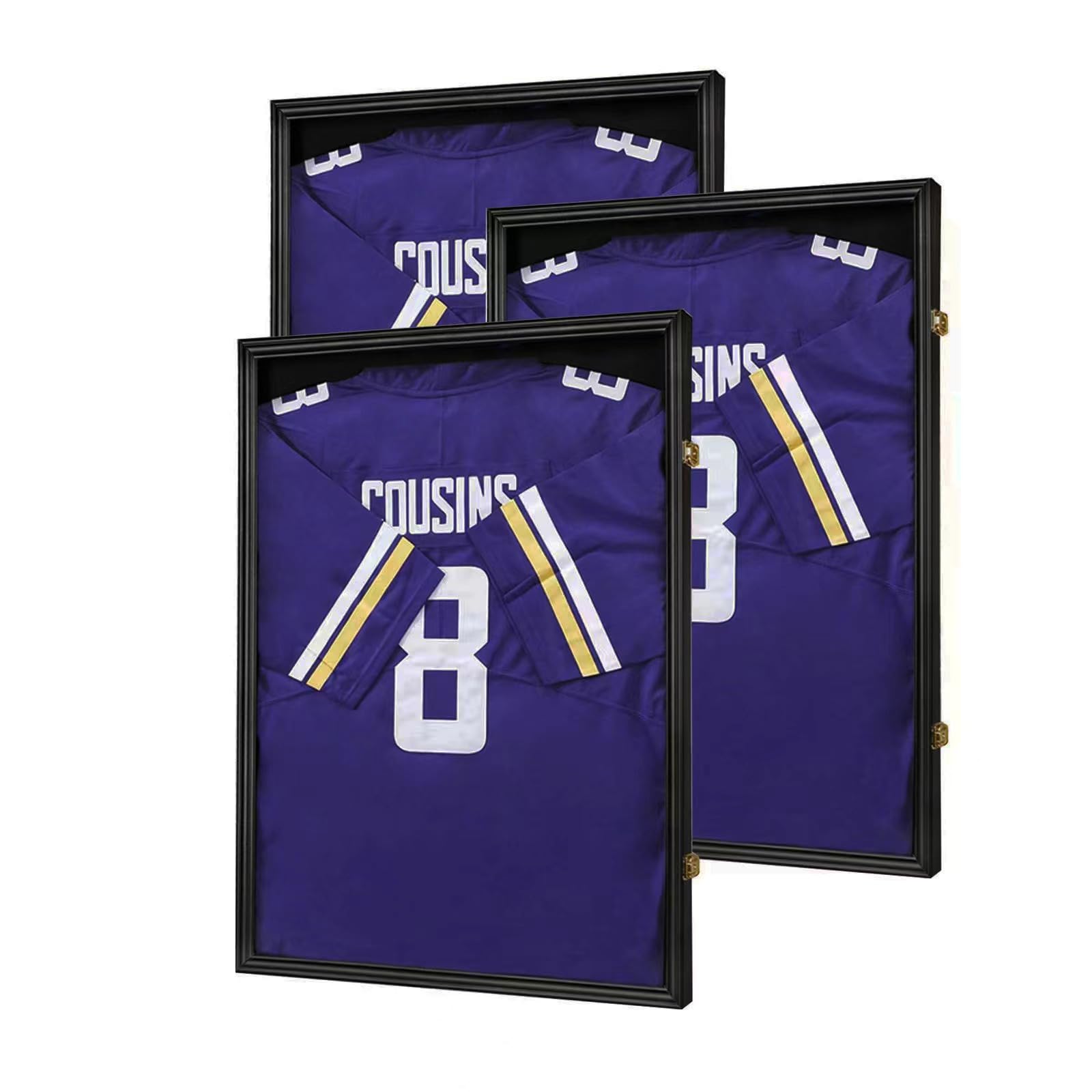 Jinchuan Jersey Frame Display Case Large Frames Shadow Box Lockable with UV Protection for Baseball Basketball Football Soccer Hockey Sport Shirt Black