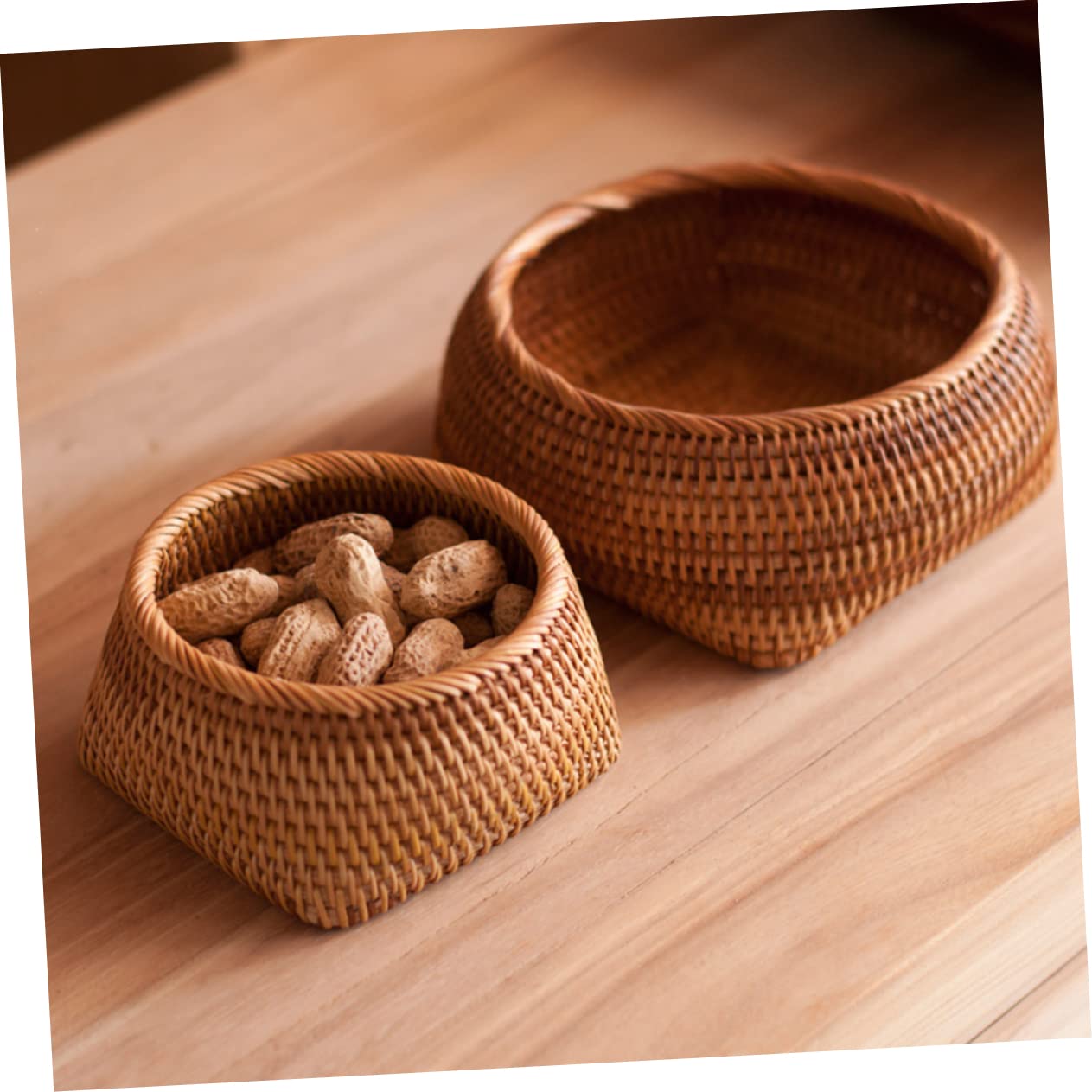 GRIRIW 1pc Box Household Rattan Dish Round Hyacinth Basket Round Snack Tray Hyacinth Storage Baskets Rattan Bread Basket Wicker Tray Seagrass Fruit Bowl Storage Rattan Dish