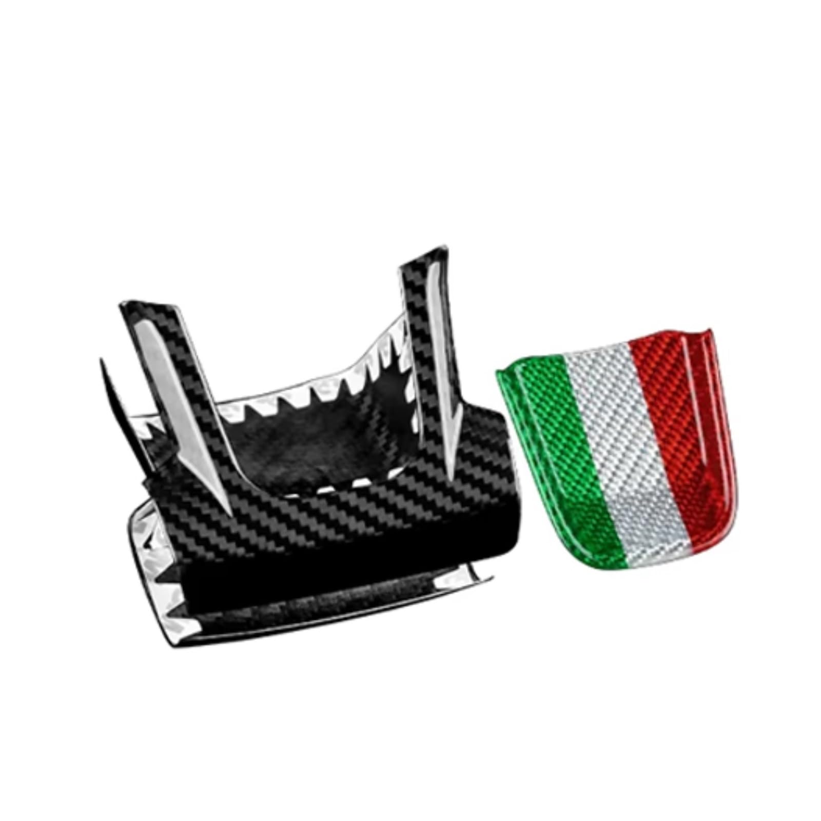 Car Tricolor Trim Interior Sticker Accessories Compatible for Abarth 595 Compatible for Fiat 500 2020 2021 2022 2023 Real Hard Carbon Fiber(3PCS)
