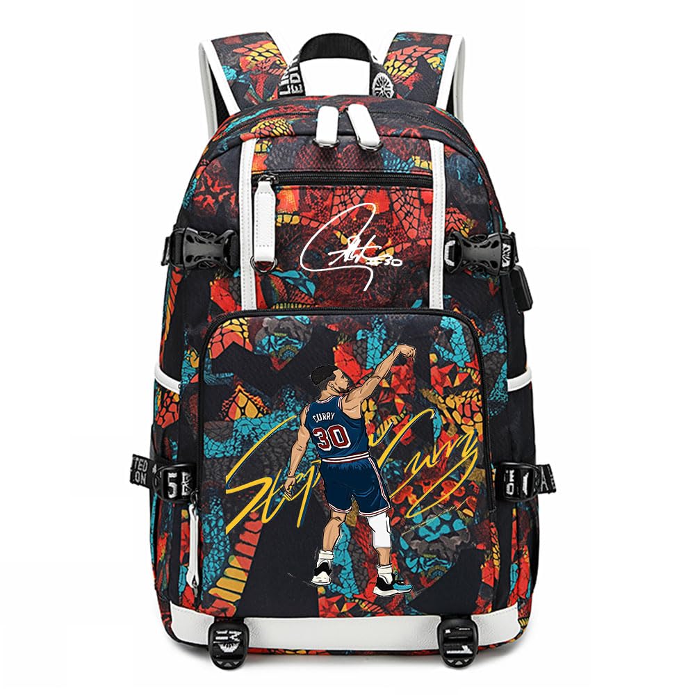 Ansigeren No. 30 Basketball Player Multifunctional Backpacks Sports Fan Bookbag Travel Student Backpack (S2)
