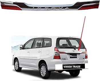 Vansh Trade INNOVA Back Dicky Tail Rear Number Plate Chrome Garnish with Reflector Light for INNOVA Type -4