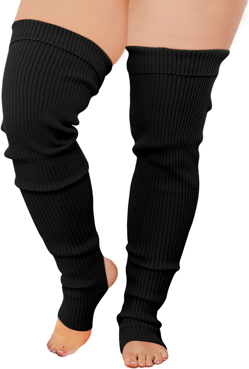 v28 Plus Size Knit Leg Warmer Women Thick Thigh High Boot Extra Long Large Socks - Image 3