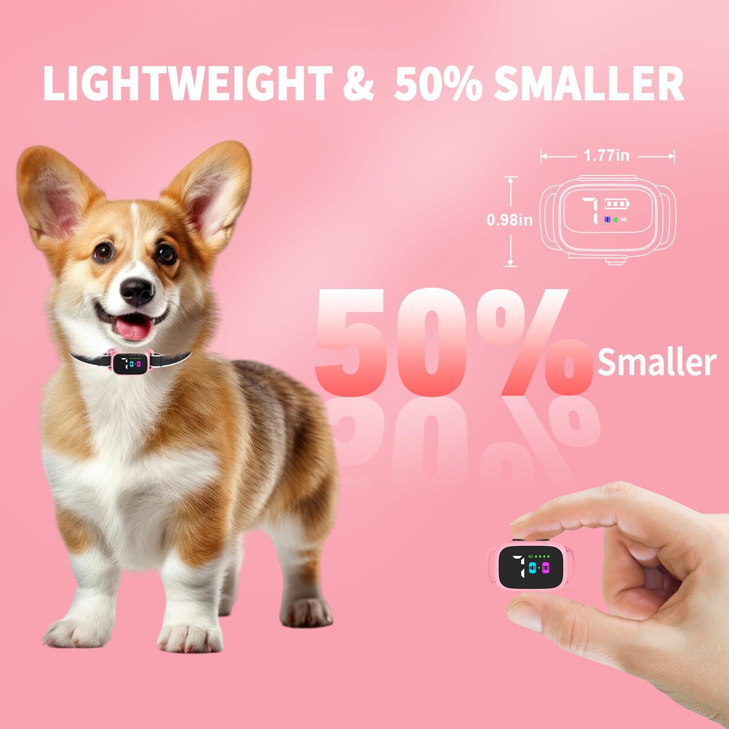 Anti-Bark Collar for Small Dogs, No Shock Anti Barking Collars with 7 Sensitivities, 3 Adjustable Modes Beep & Vibration, IP67 Waterproof - Effective & Humane, Sweet Pink