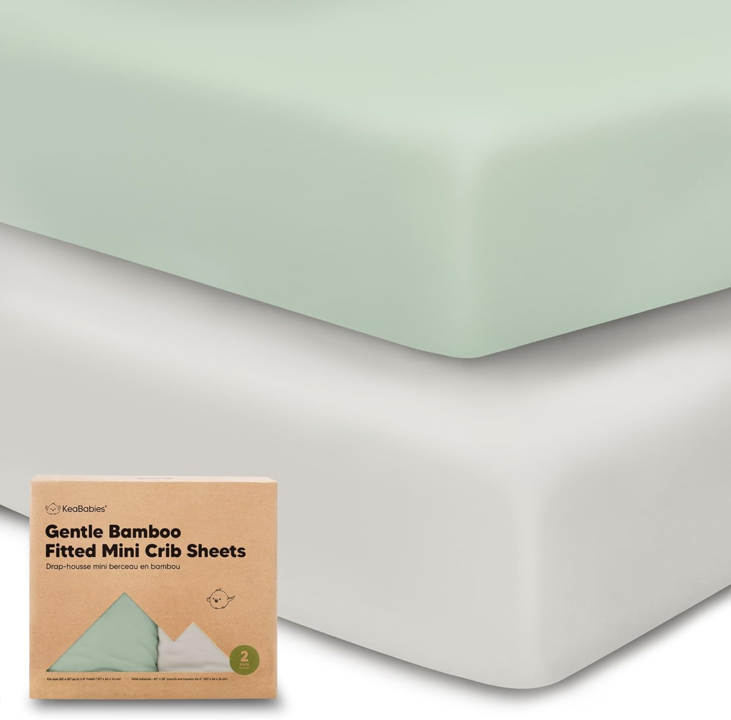 2Pack Mini Crib Sheets, Pack and Play Sheets Fitted Pack N Play Sheets, Organic