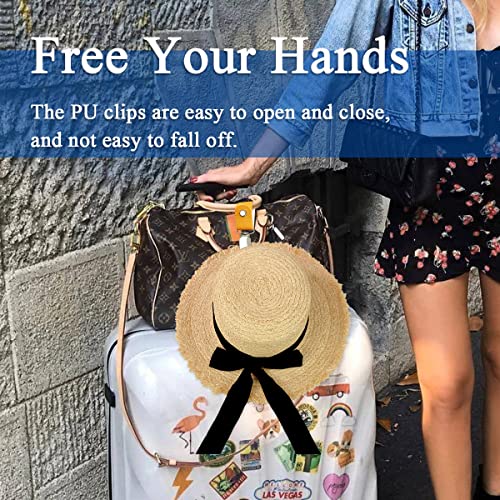 Hat Clip For Travel, Hat Clip For Travel On Bag/Luggage, Pu Leather Hat Clip, Multifunctional Duckbill Hat Clip, Outdoor Hat Companion-Black&Rose #TOP2