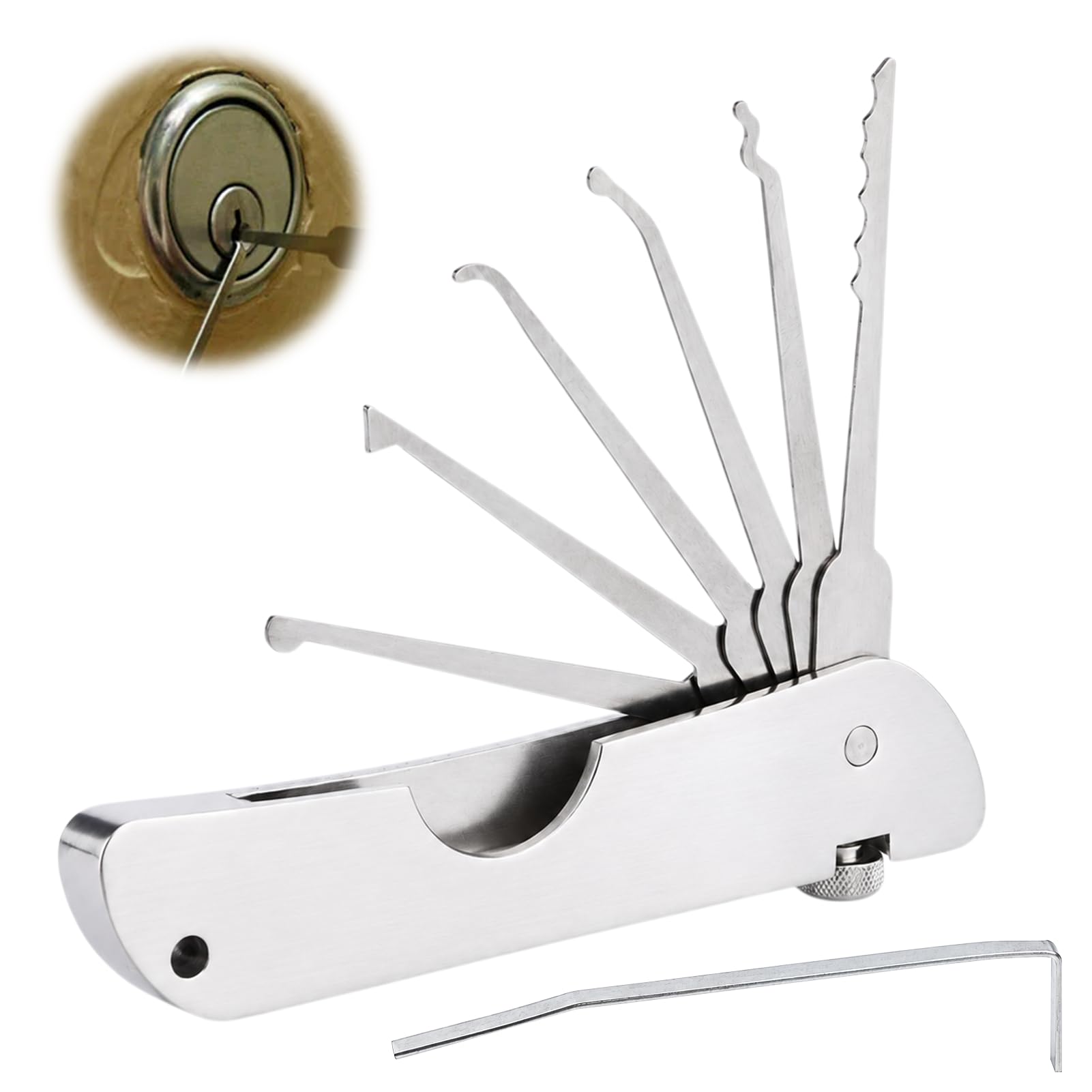 Lock Pick Set, Portable Folding Tools for Lock Picking Practice