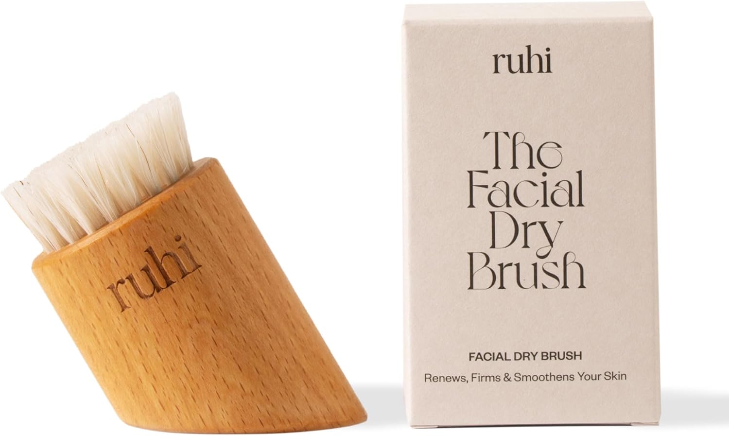 ruhi® Face Brush for Dry Brushing Massage / Made in Germany / 100% Natural Bristles / Regional Beech Wood / Dry Brush Face / Dry Brush / Exfoliating Brush Face