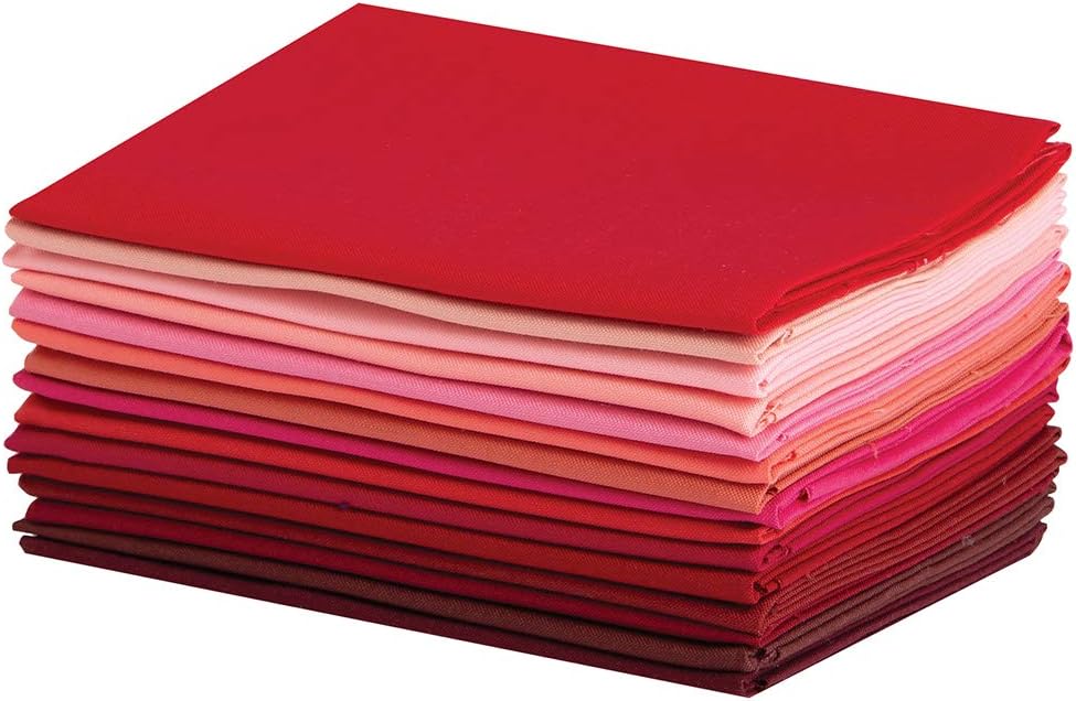 Connecting Threads Color Wheel Solid Precut 15 pcs 18"x22" 100% Cotton Quilting Fabric Bundle Fat Quarter (Rouge)