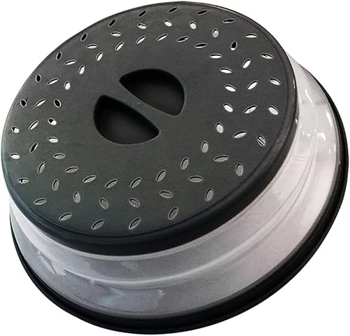 Miniatura 9 de Cubierta para placa de microondas de 10.5 pulgadas, redonda, ventilada, plegable, a prueba de salpicaduras con mango de fácil agarre, apta para