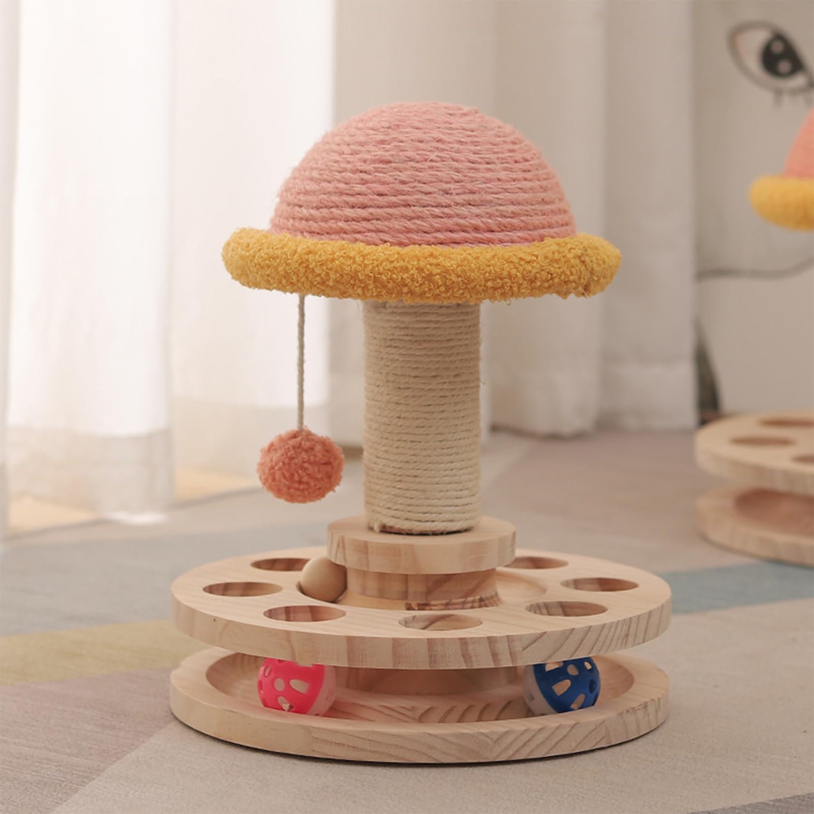 4 in 1 Interaktives Katzenspielzeug Selbstbeschäftigung, Kratzbaum Klein 4 in 1, Drehbares Kitten Spielzeug Katzenspielzeug Selbstbeschäftigung Mit Hängender Kugel (L)