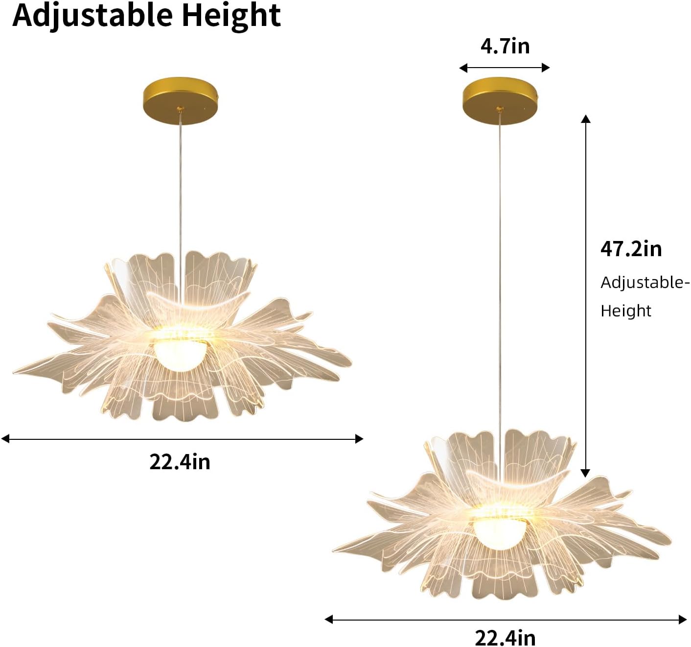 Moden LED Chandelier Pendant Light Nordic Lotus Leaf Acrylic 3-Color Temperature(3000K/4500K/6000K) Staircase Living Room Hotel Lobby Bedroom Living Room Dining Room Hallway