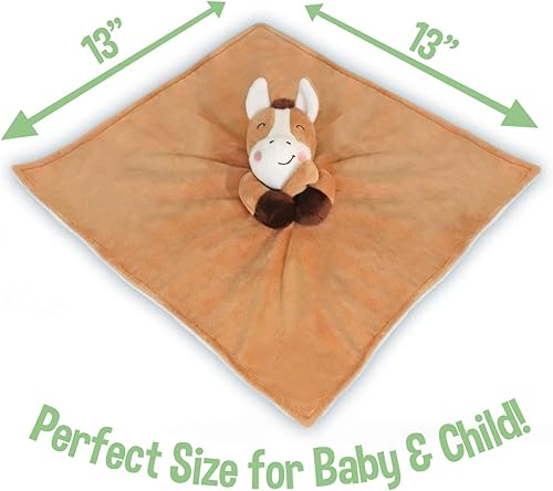 Miniatura 4 de Horse Lovey - Manta de seguridad para bebé, manta de peluche de poni, 13 x 13 pulgadas (marrón)