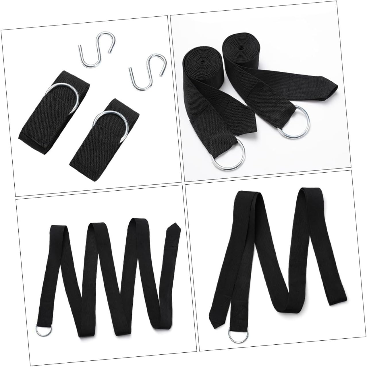 SEWACC 6pcs Outdoor Adjustable Tree Hammock Straps with Reinforced Lashing Ropes and Heavy-Duty S-Hooks for Swing Hanging and Camping Use