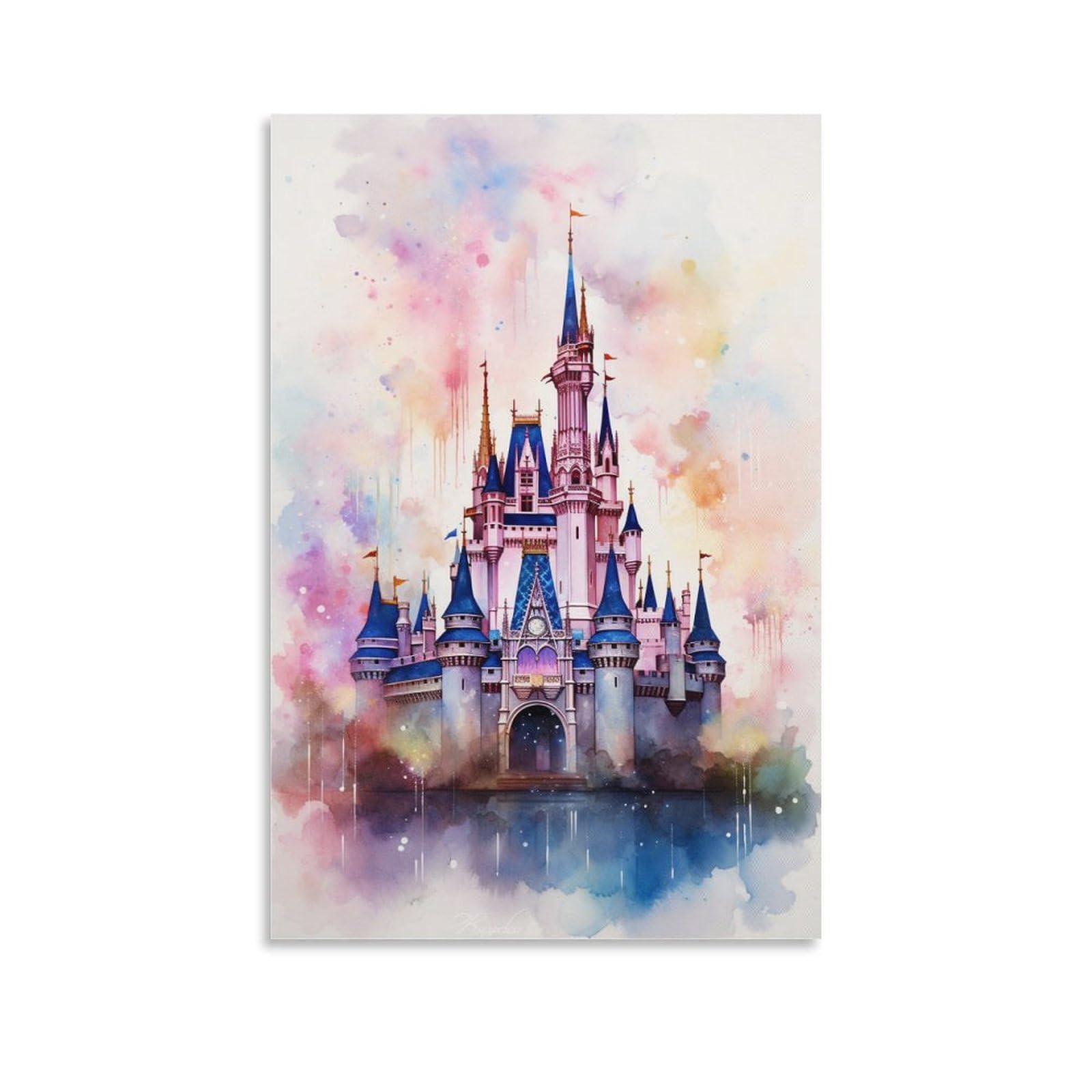Foccar Unframe-Style-4 Watercolor Castle Printed Canvas Posters Modern Romantic Fairy Tale City Wall Decor For Living Rooms Bedroom Wall Art
