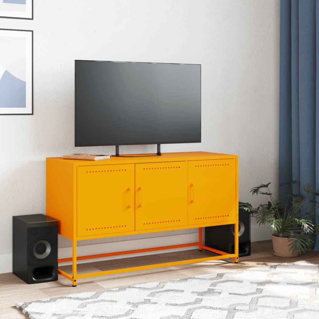Mobile TV giallo senape, 100,5 x 39 x 60,5 cm, in acciaio