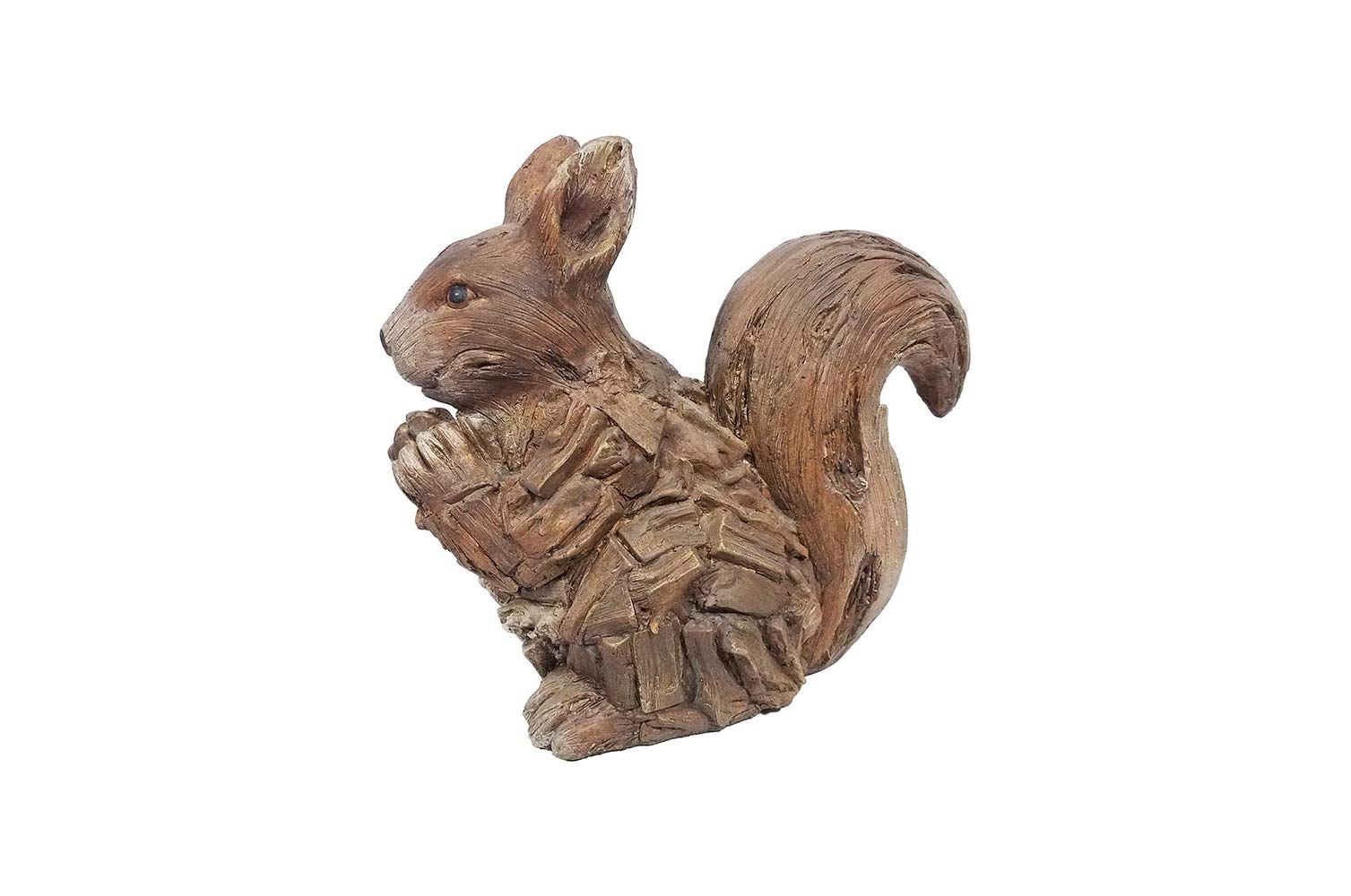 Primus Wood Effect Frost Proof Poly Resin Garden / Patio Squirrel 35cm Tall