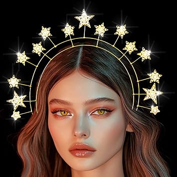Kilshye Star Headband Rhinestone Halo Crown Headpiece for Women Gold