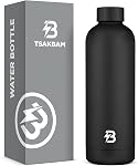Bouteille d'eau isolée avec couvercle, 25 oz Bouteilles d'eau en en acier inoxydable métal réutilisables pour les voyages, sports, gymnastique, plein air (noir)