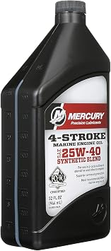Mercury 25W-40 4-Stroke Synthetic Blend Marine Engine Oil, 1 Quart - 8M0078629